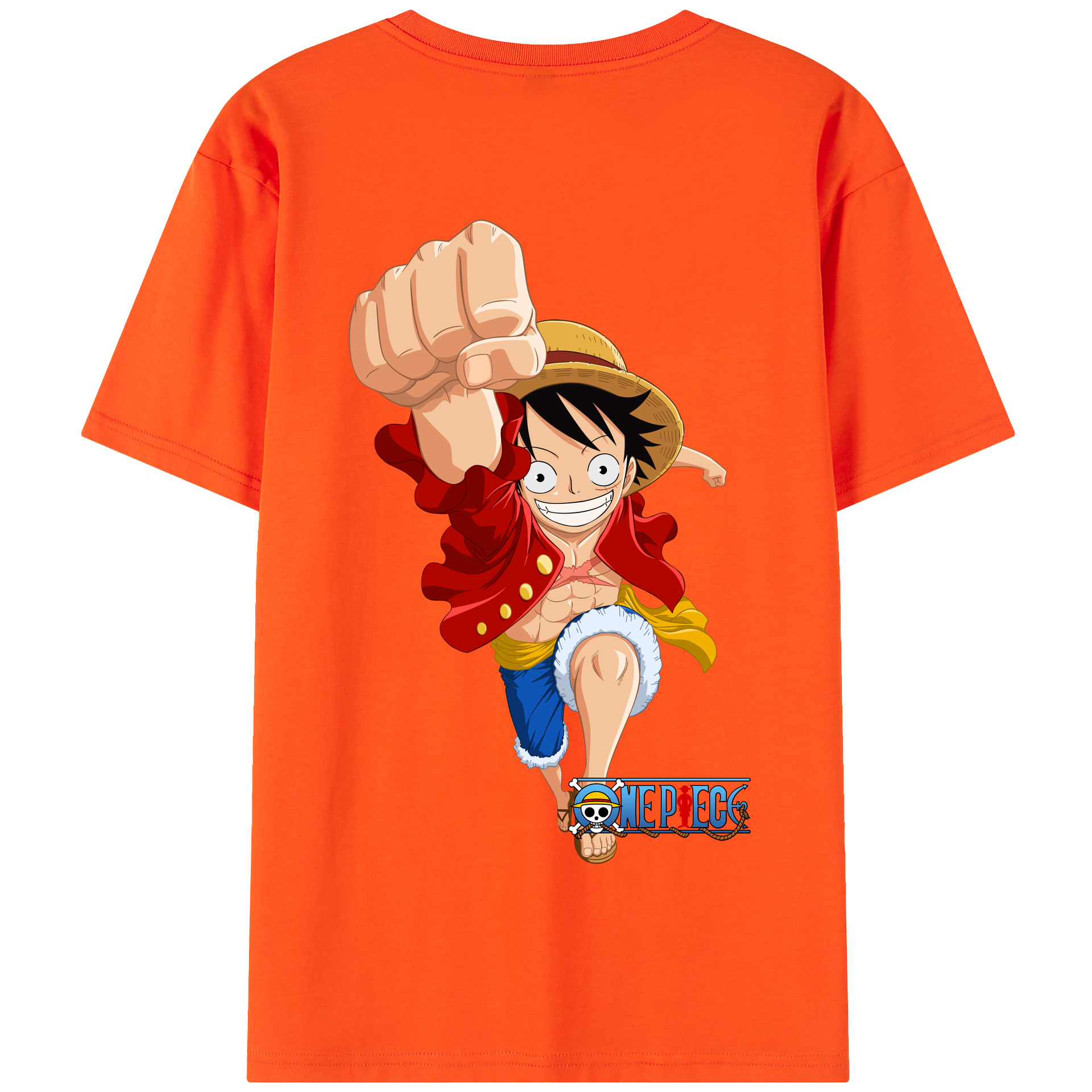 ワンピース モンキー・D・ルフィ ONE PIECE Monkey D. Luffy 綿100％半袖Tシャツ（背面プリント）