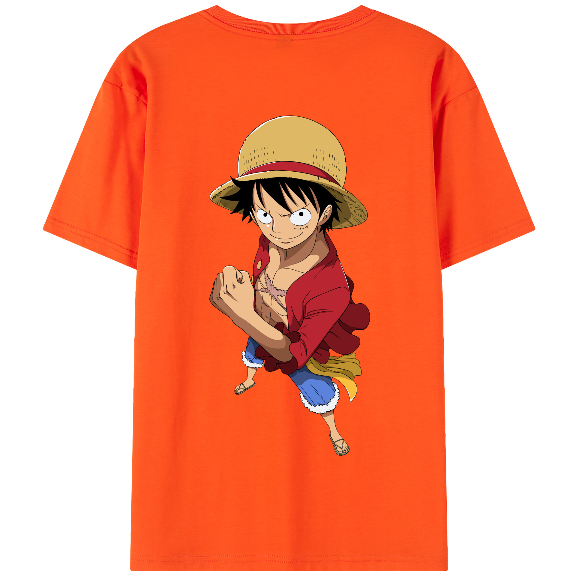 ワンピース モンキー・D・ルフィ ONE PIECE Monkey D. Luffy 綿100％半袖Tシャツ（背面プリント）