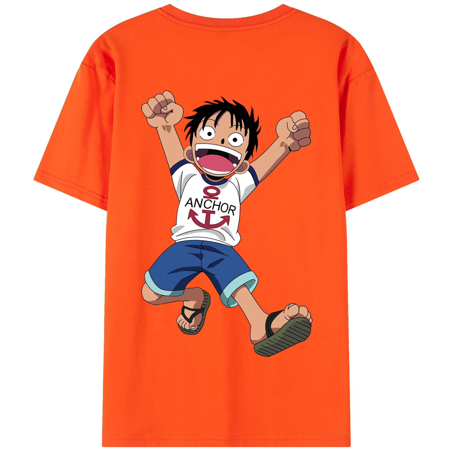 ワンピース モンキー・D・ルフィ ONE PIECE Monkey D. Luffy 綿100％半袖Tシャツ（背面プリント）
