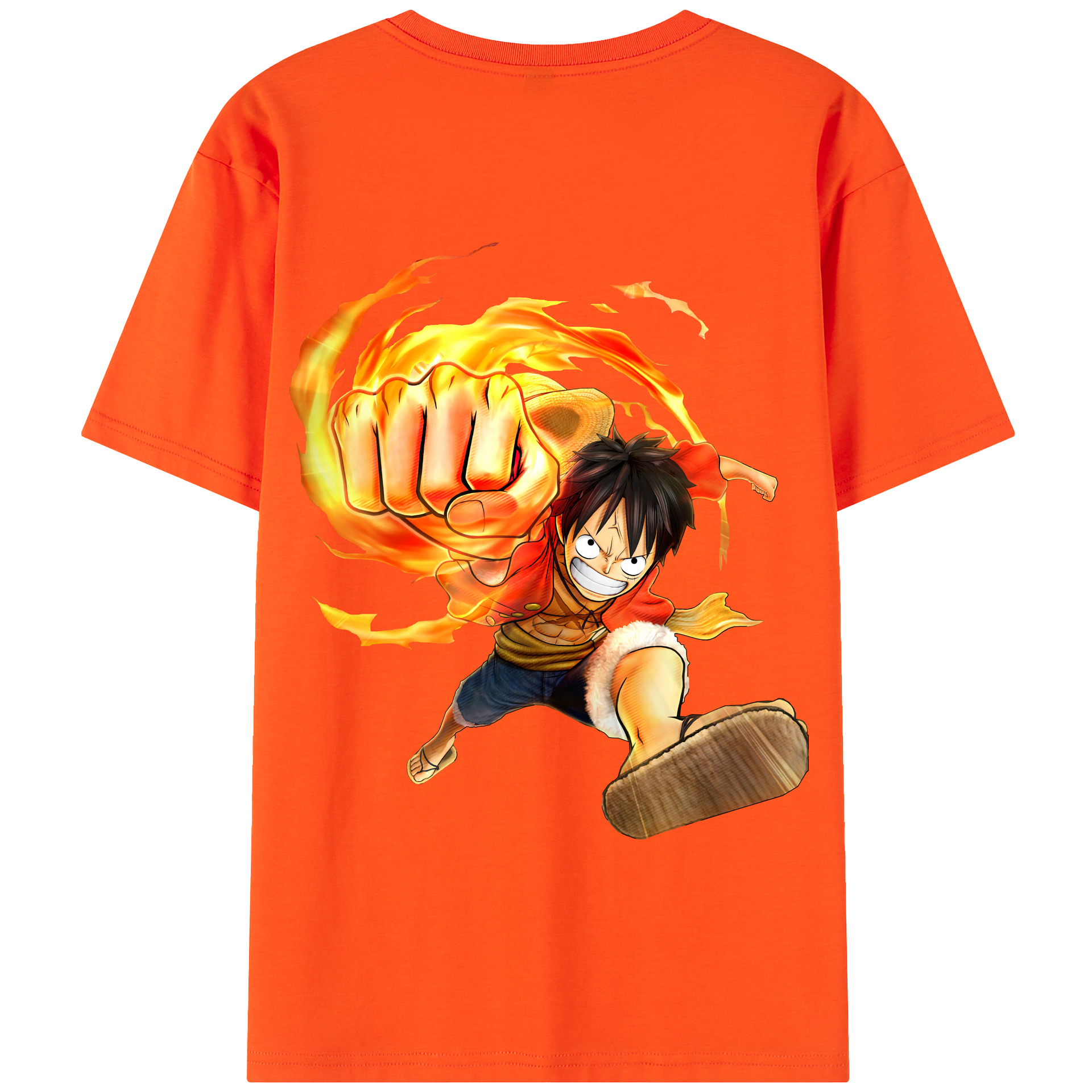 ワンピース モンキー・D・ルフィ ONE PIECE Monkey D. Luffy 綿100％半袖Tシャツ（背面プリント）