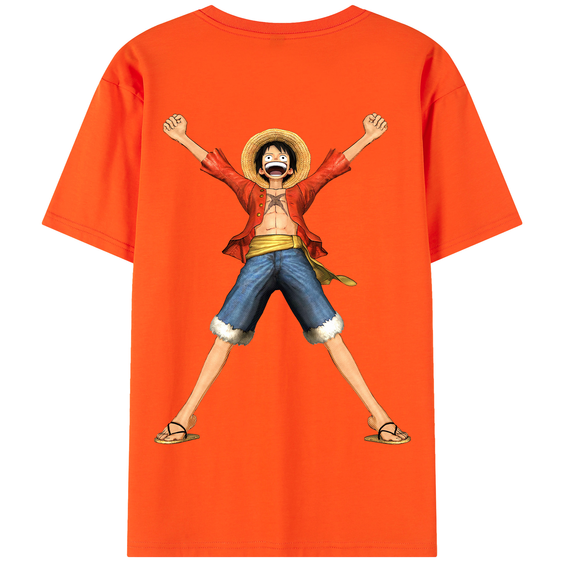 ワンピース モンキー・D・ルフィ ONE PIECE Monkey D. Luffy 綿100％半袖Tシャツ（背面プリント）