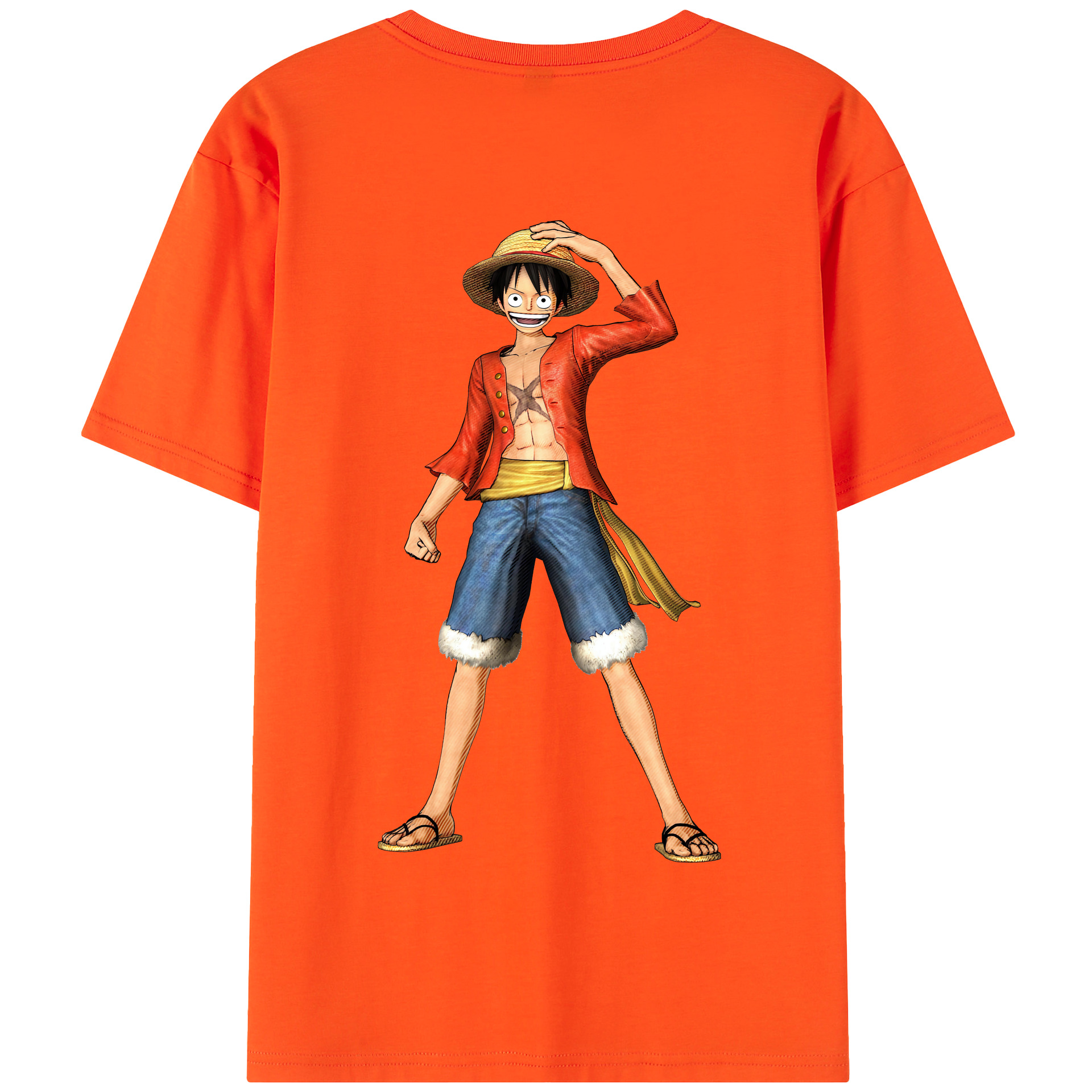 ワンピース モンキー・D・ルフィ ONE PIECE Monkey D. Luffy 綿100％半袖Tシャツ（背面プリント）
