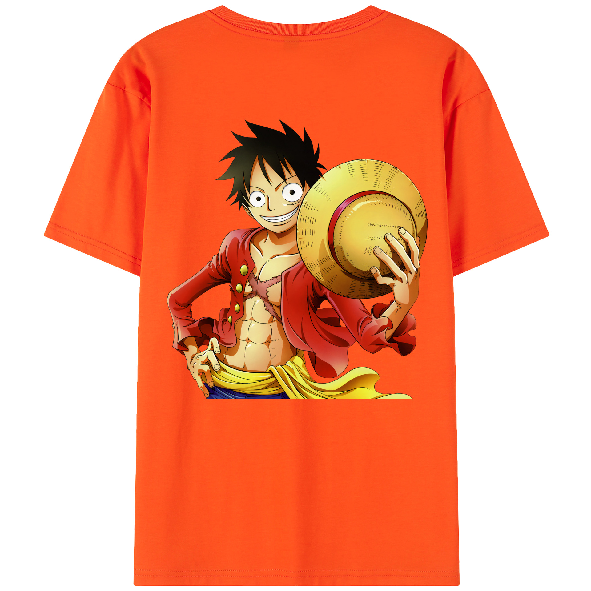 ワンピース モンキー・D・ルフィ ONE PIECE Monkey D. Luffy 綿100％半袖Tシャツ（背面プリント）