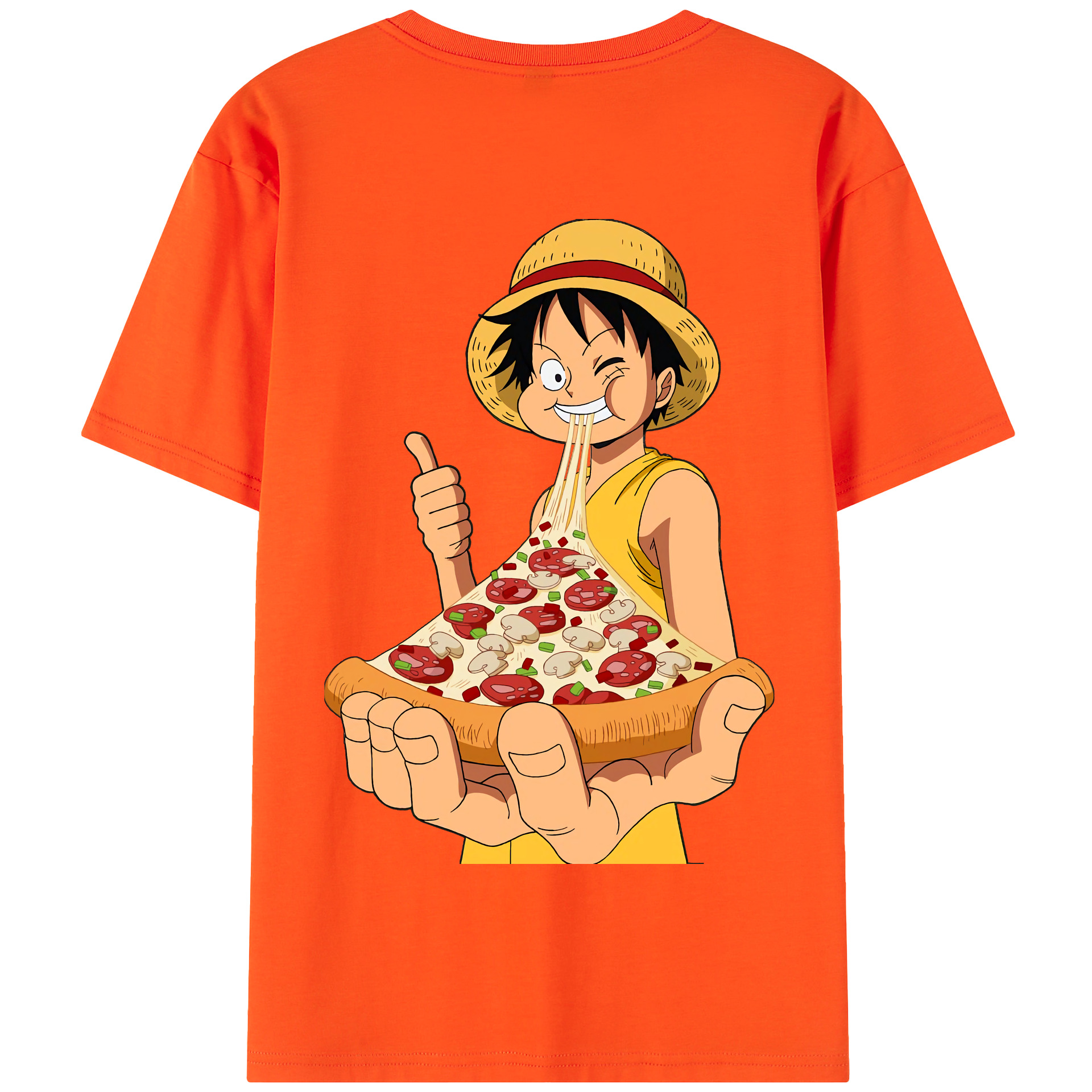 ワンピース モンキー・D・ルフィ ONE PIECE Monkey D. Luffy 綿100％半袖Tシャツ（背面プリント）