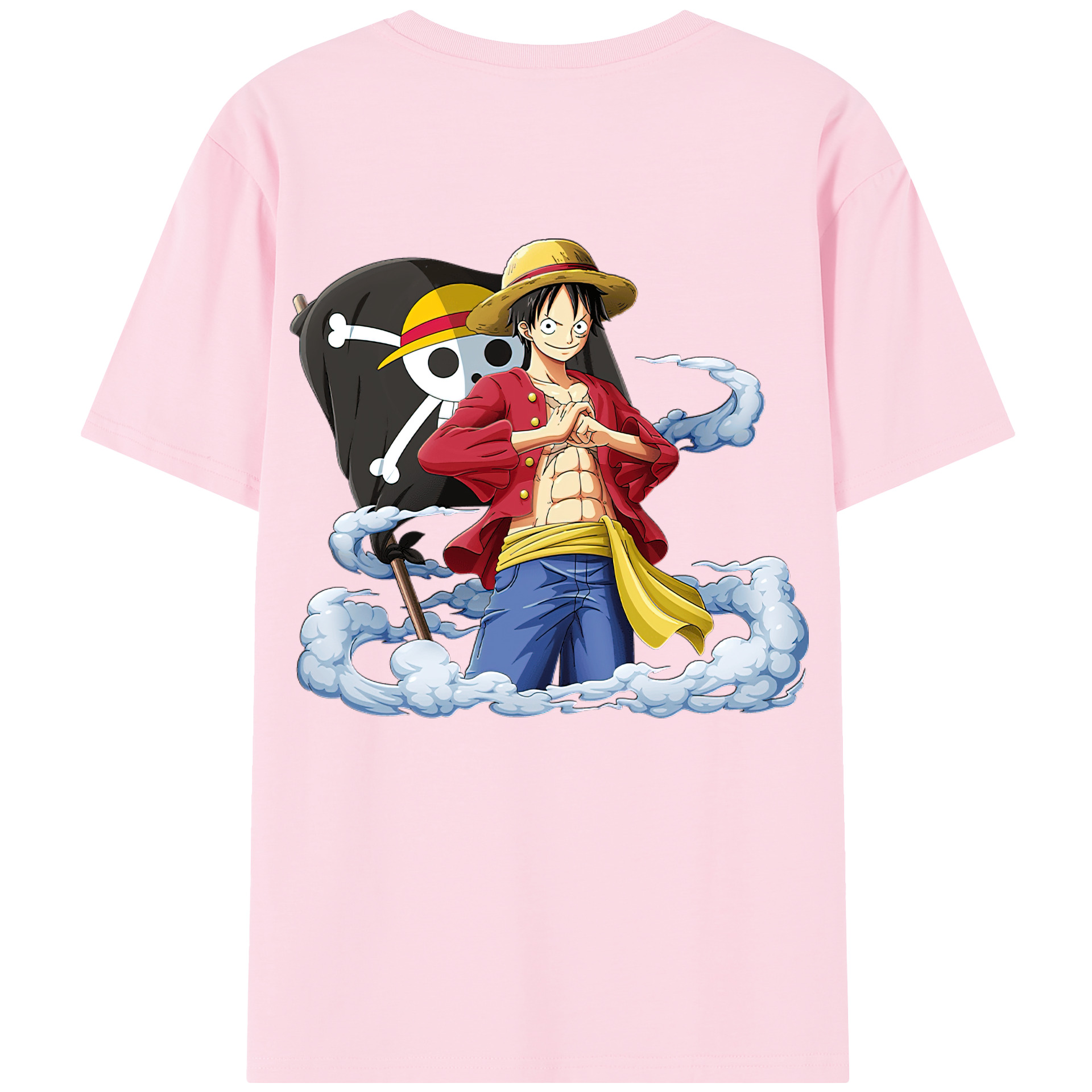 ワンピース モンキー・D・ルフィ ONE PIECE Monkey D. Luffy 綿100％半袖Tシャツ（背面プリント）