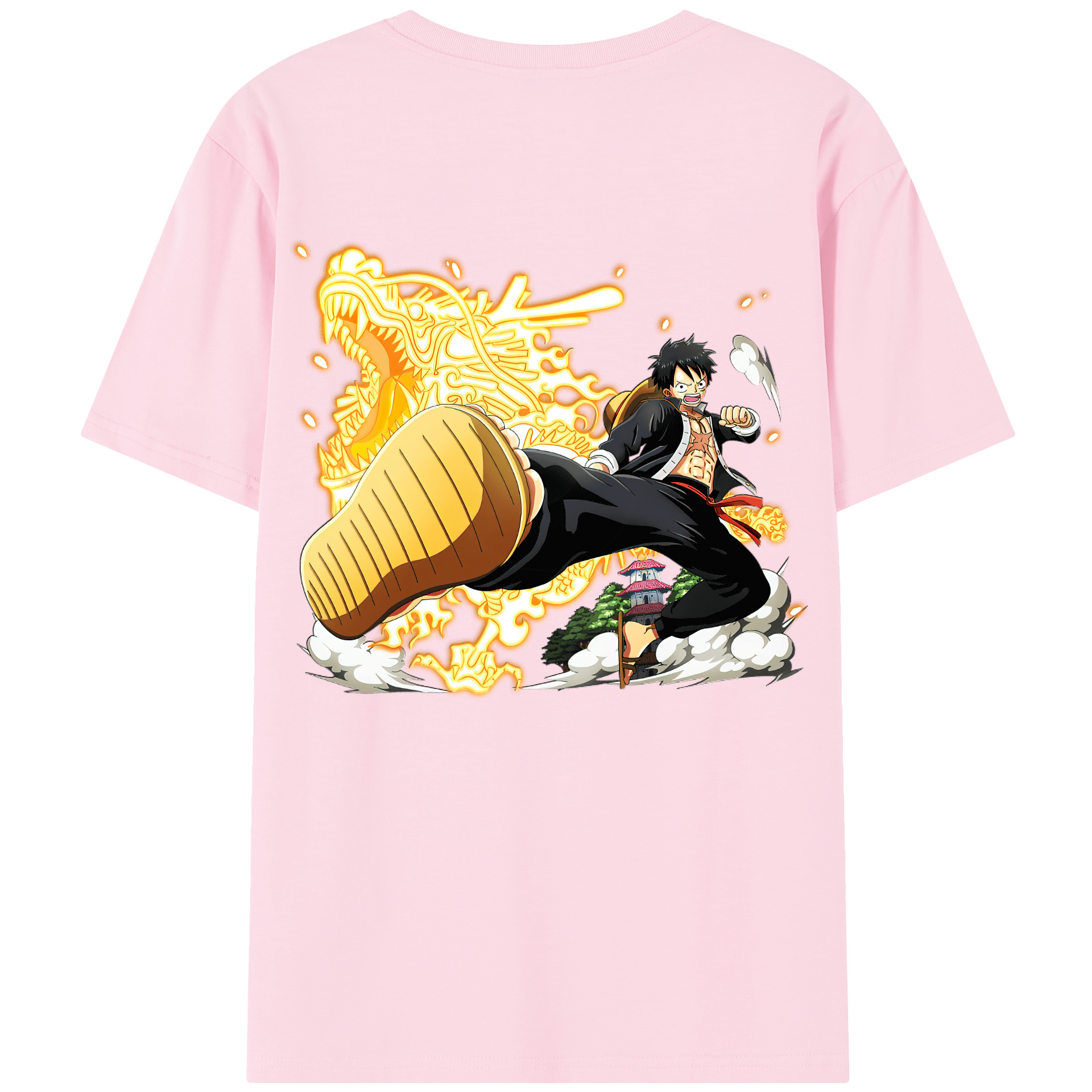 ワンピース モンキー・D・ルフィ ONE PIECE Monkey D. Luffy 綿100％半袖Tシャツ（背面プリント）