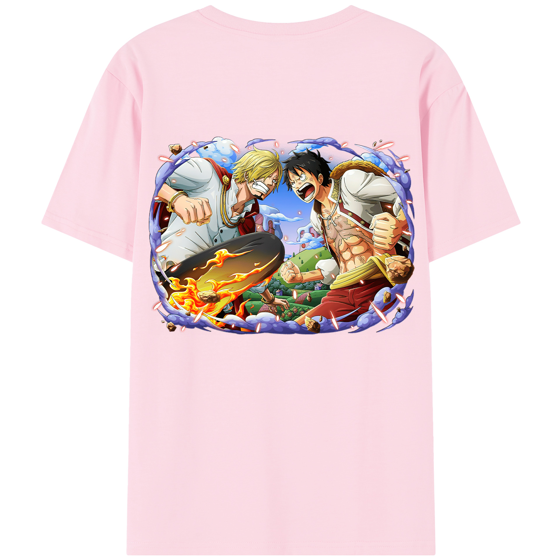 ワンピース モンキー・D・ルフィ ONE PIECE Monkey D. Luffy 綿100％半袖Tシャツ（背面プリント）