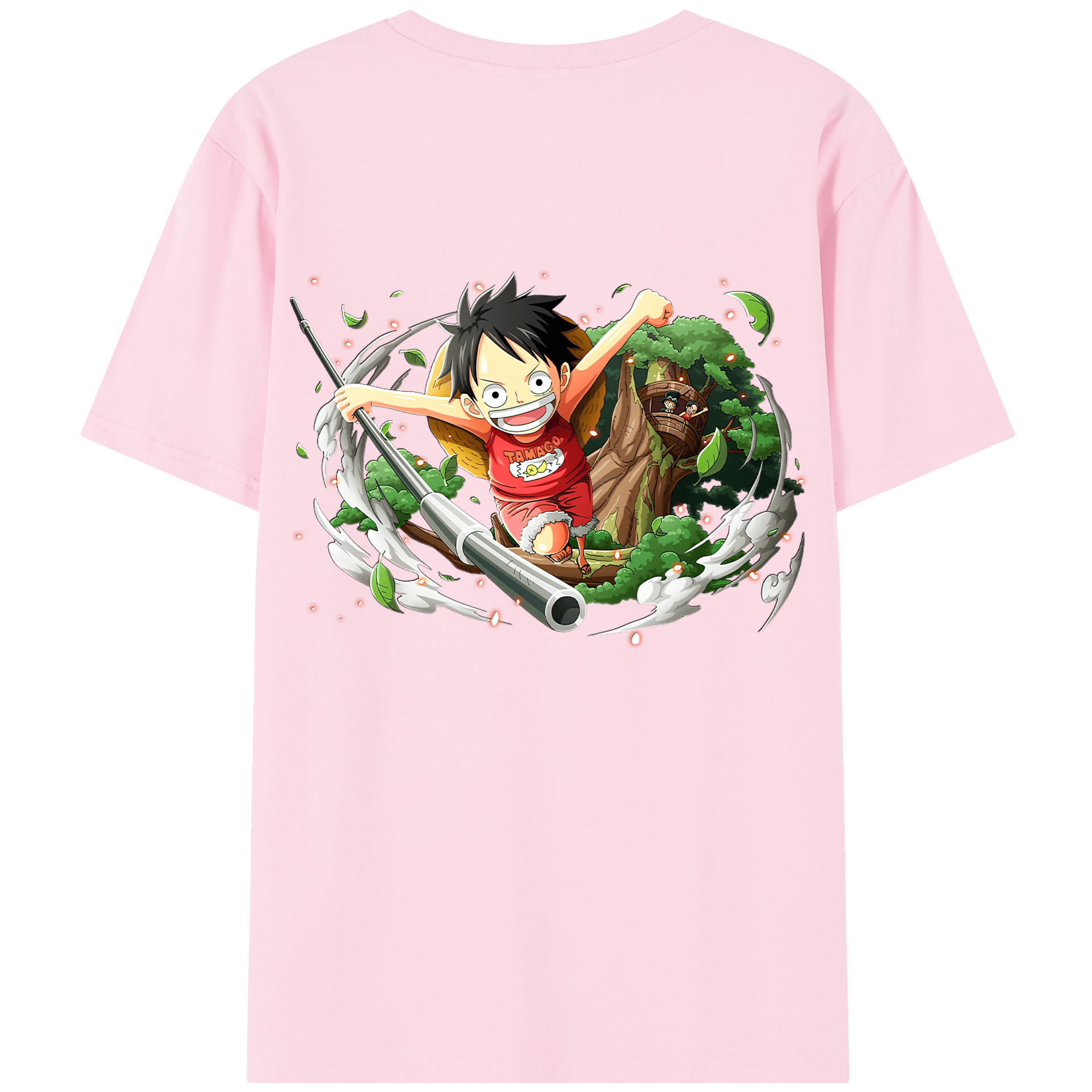 ワンピース モンキー・D・ルフィ ONE PIECE Monkey D. Luffy 綿100％半袖Tシャツ（背面プリント）
