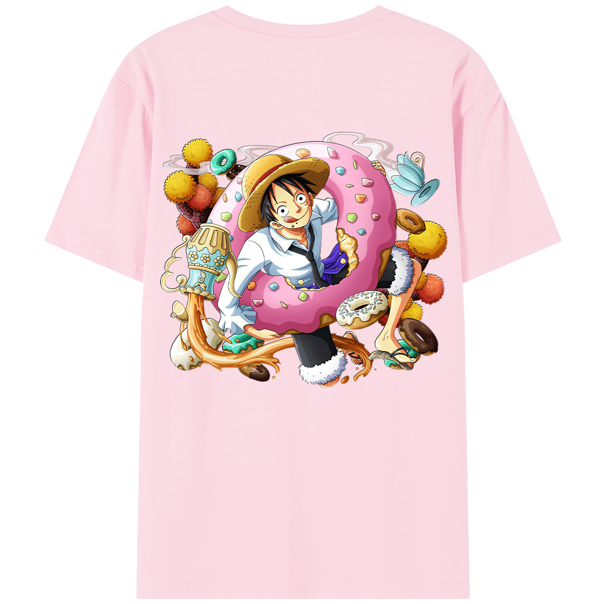 ワンピース モンキー・D・ルフィ ONE PIECE Monkey D. Luffy 綿100％半袖Tシャツ（背面プリント）