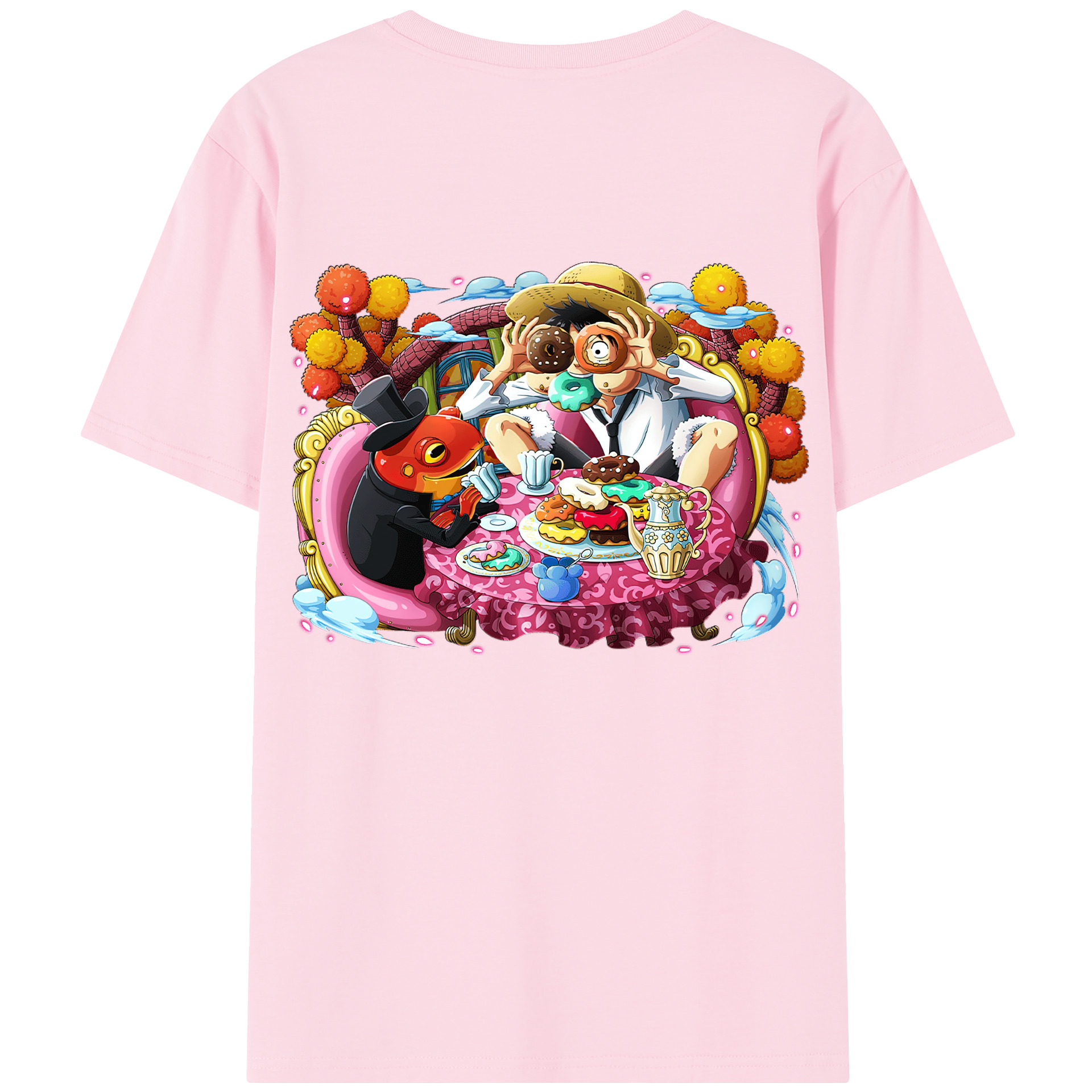 ワンピース モンキー・D・ルフィ ONE PIECE Monkey D. Luffy 綿100％半袖Tシャツ（背面プリント）