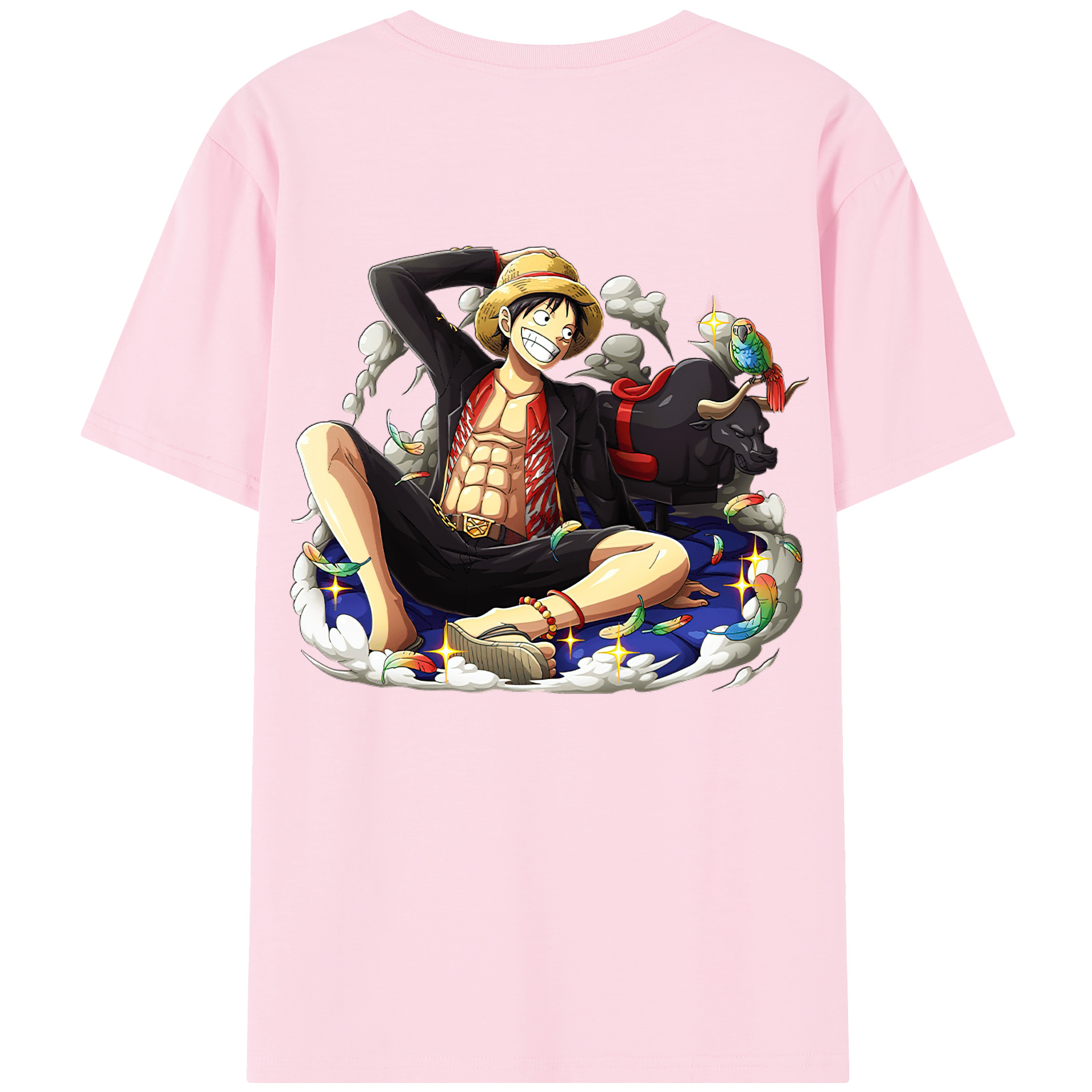 ワンピース モンキー・D・ルフィ ONE PIECE Monkey D. Luffy 綿100％半袖Tシャツ（背面プリント）