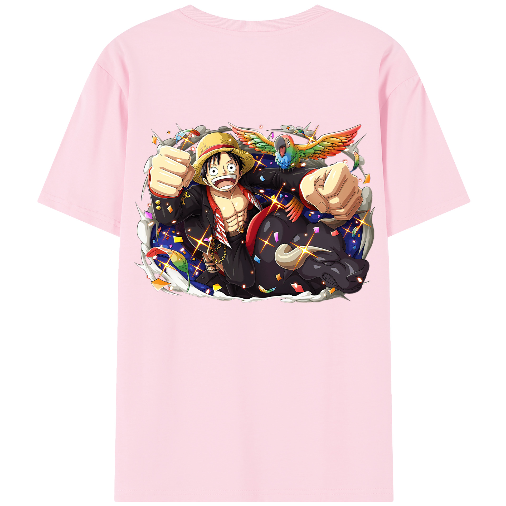 ワンピース モンキー・D・ルフィ ONE PIECE Monkey D. Luffy 綿100％半袖Tシャツ（背面プリント）