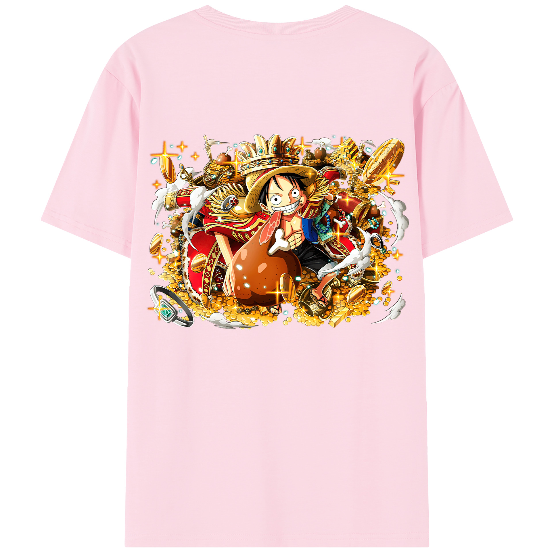 ワンピース モンキー・D・ルフィ ONE PIECE Monkey D. Luffy 綿100％半袖Tシャツ（背面プリント）