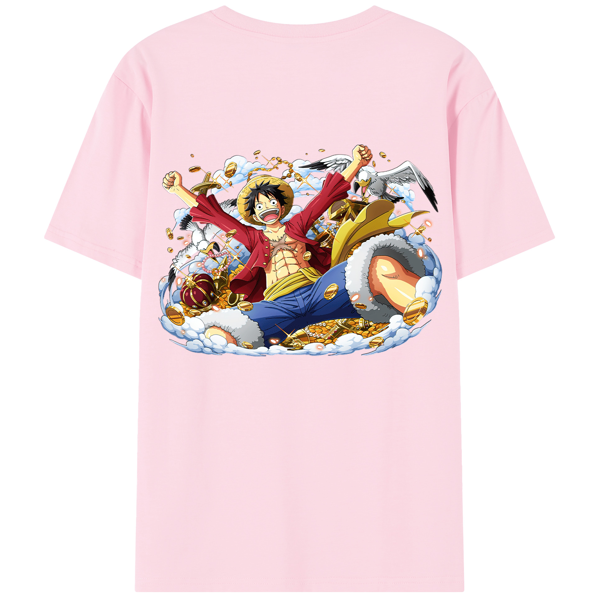 ワンピース モンキー・D・ルフィ ONE PIECE Monkey D. Luffy 綿100％半袖Tシャツ（背面プリント）
