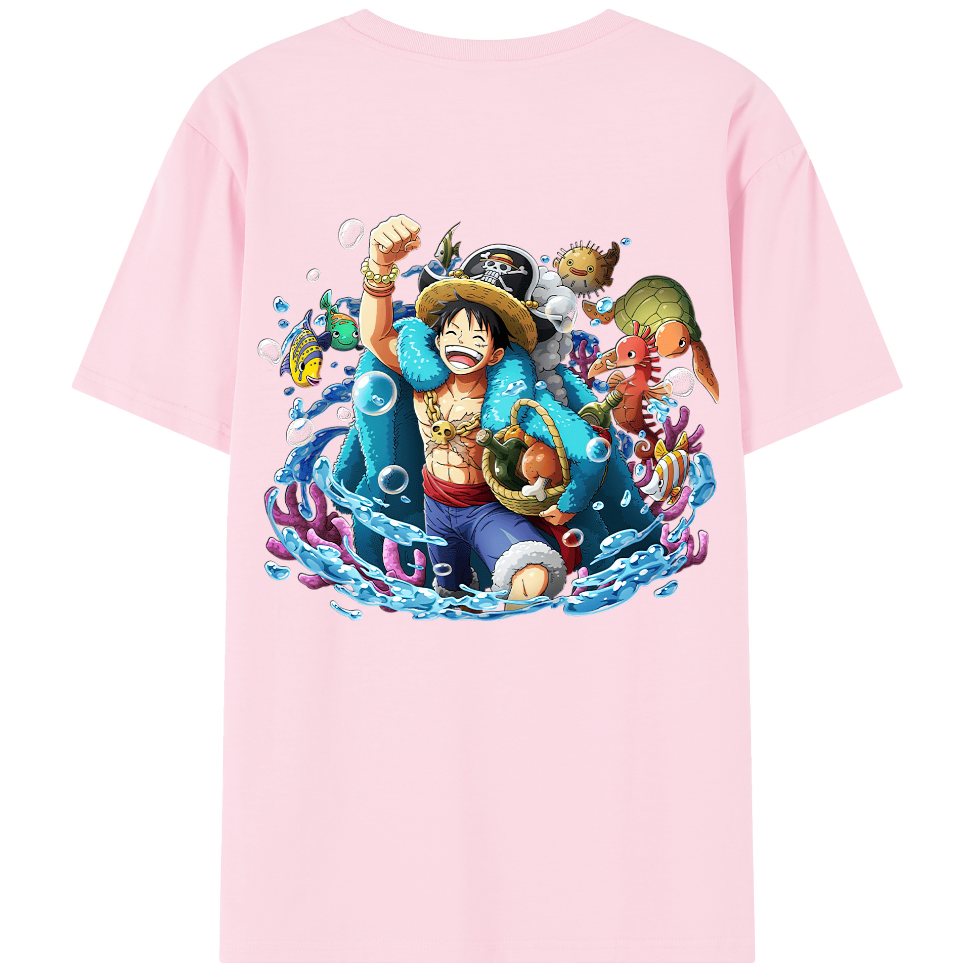 ワンピース モンキー・D・ルフィ ONE PIECE Monkey D. Luffy 綿100％半袖Tシャツ（背面プリント）