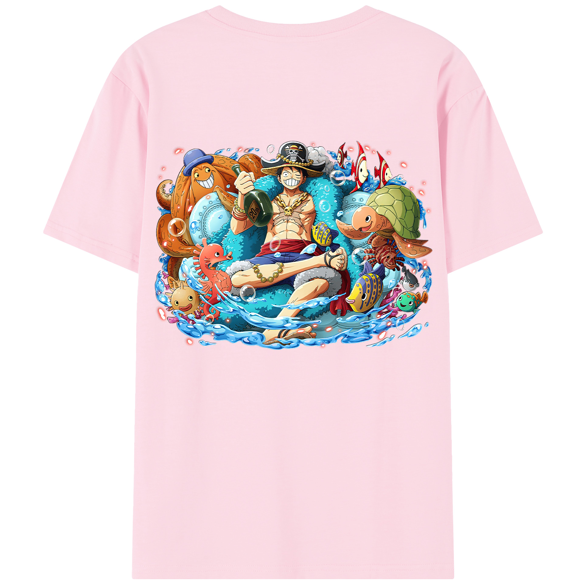 ワンピース モンキー・D・ルフィ ONE PIECE Monkey D. Luffy 綿100％半袖Tシャツ（背面プリント）