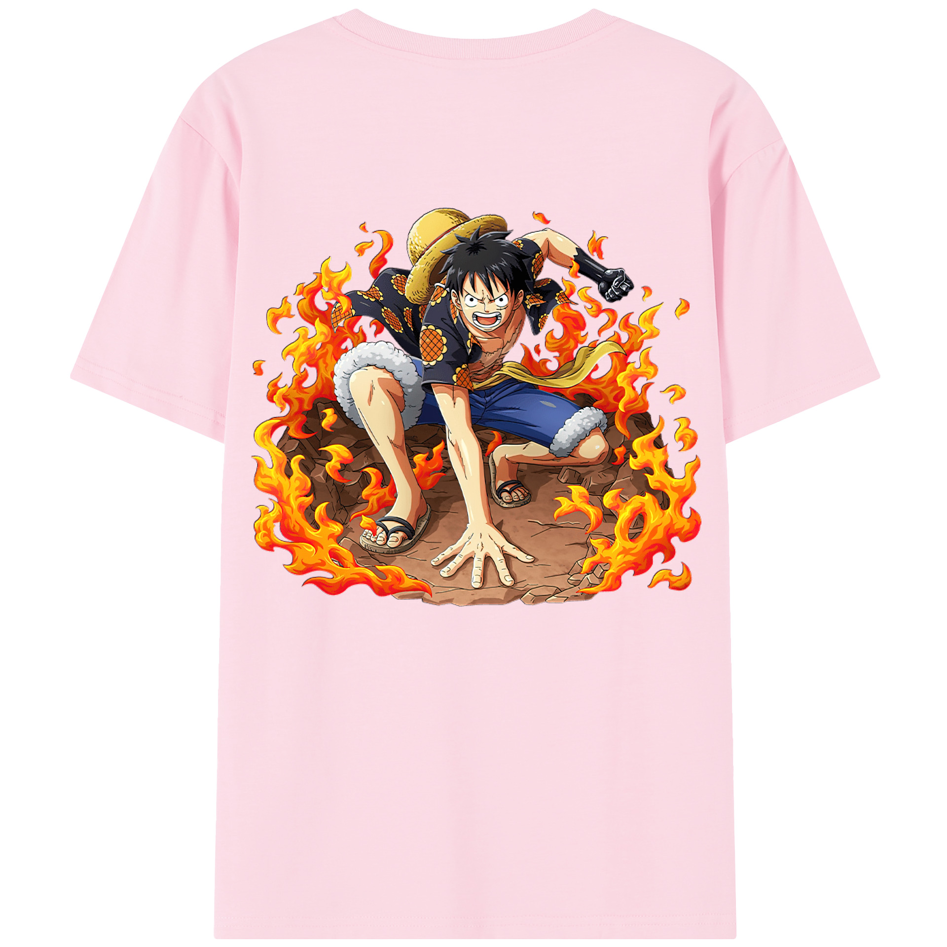ワンピース モンキー・D・ルフィ ONE PIECE Monkey D. Luffy 綿100％半袖Tシャツ（背面プリント）