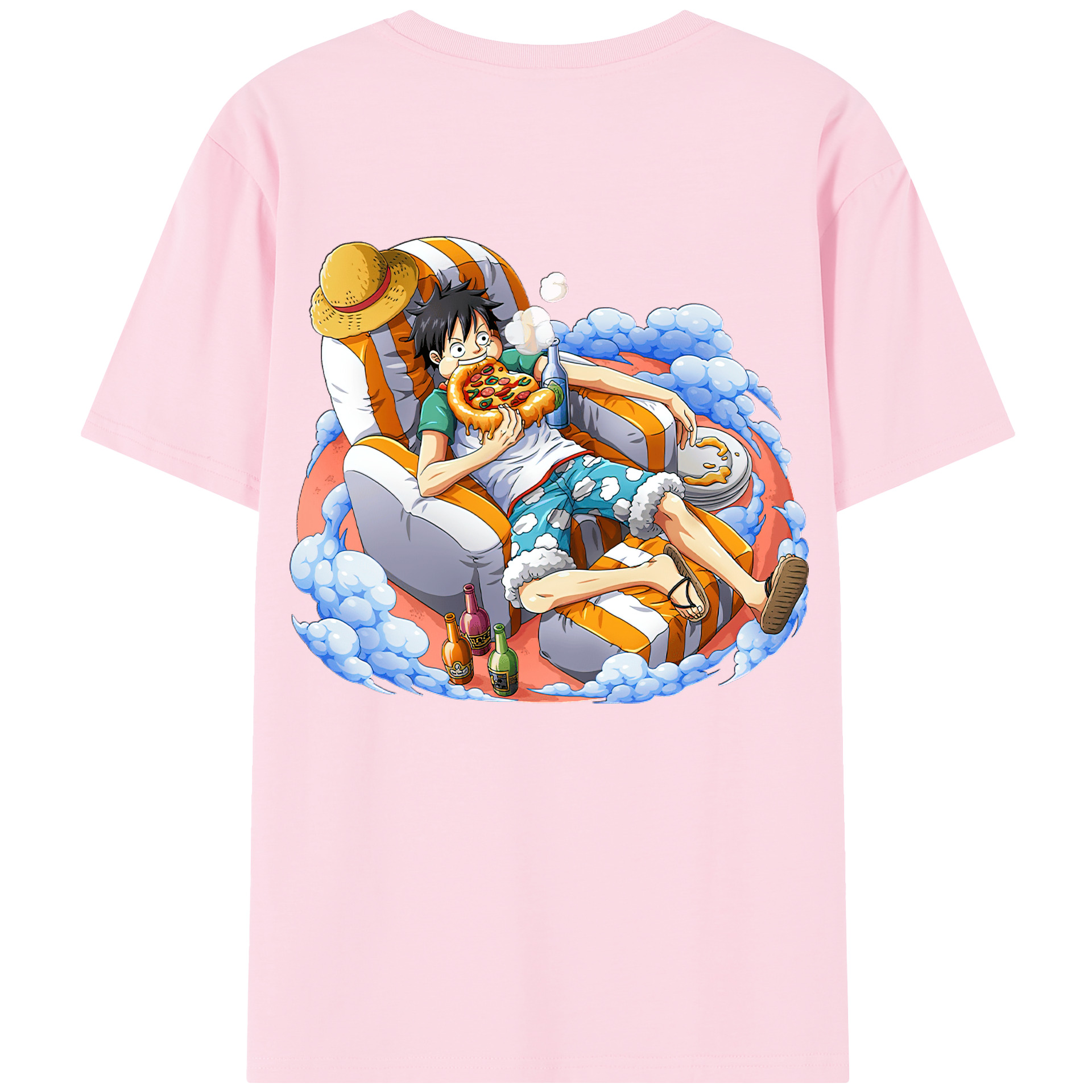 ワンピース モンキー・D・ルフィ ONE PIECE Monkey D. Luffy 綿100％半袖Tシャツ（背面プリント）