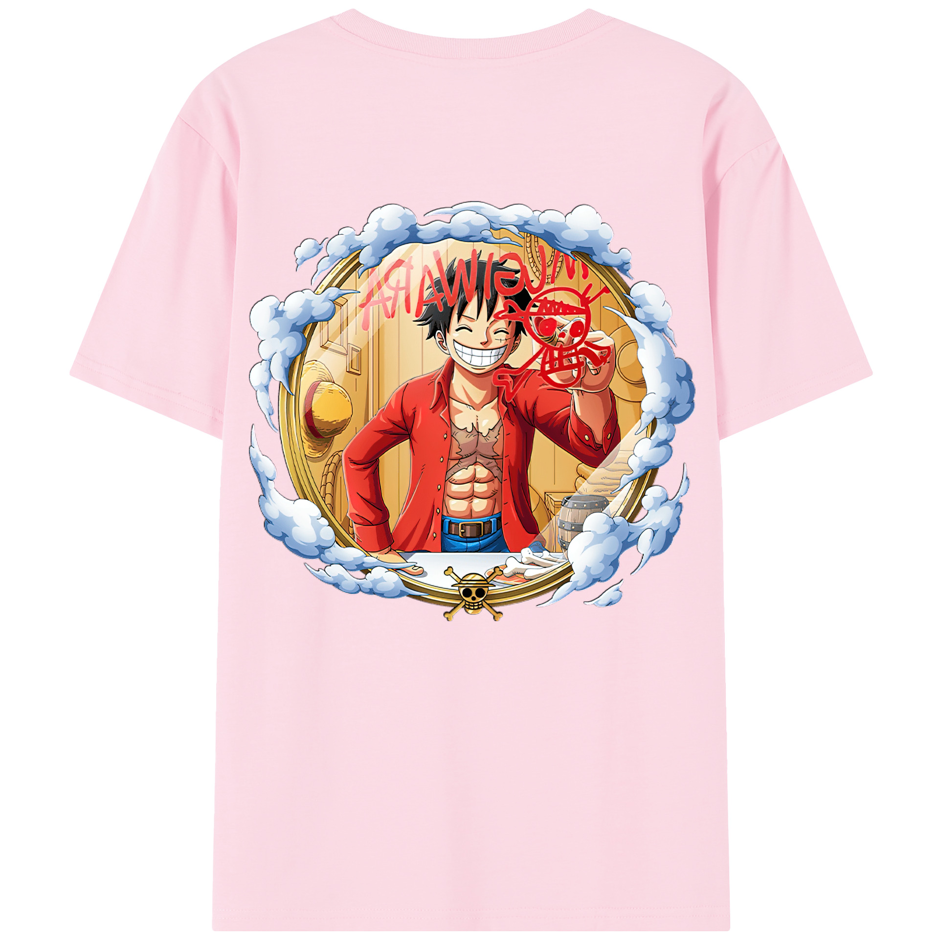 ワンピース モンキー・D・ルフィ ONE PIECE Monkey D. Luffy 綿100％半袖Tシャツ（背面プリント）