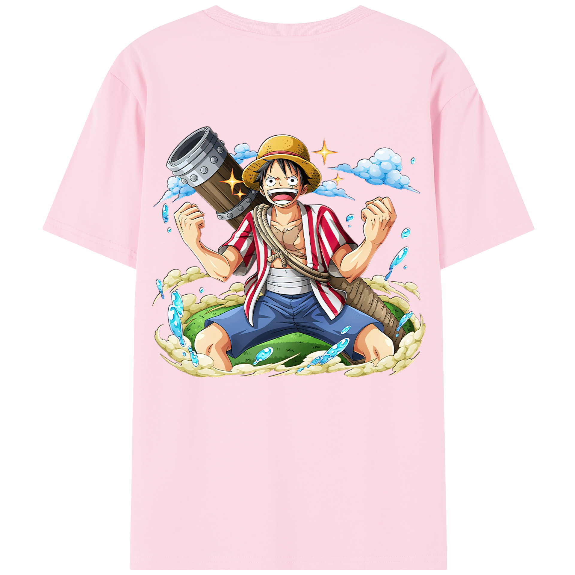 ワンピース モンキー・D・ルフィ ONE PIECE Monkey D. Luffy 綿100％半袖Tシャツ（背面プリント）