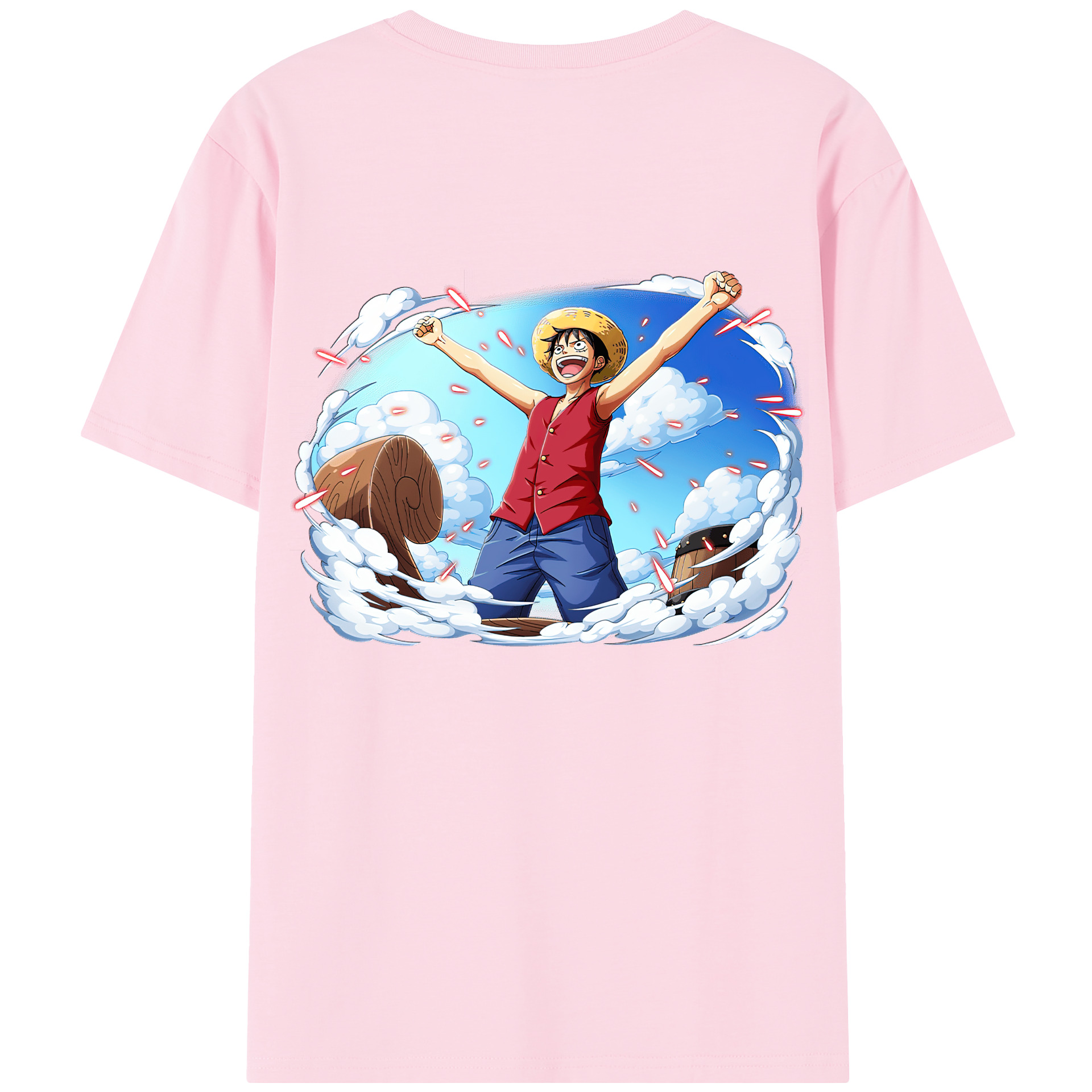 ワンピース モンキー・D・ルフィ ONE PIECE Monkey D. Luffy 綿100％半袖Tシャツ（背面プリント）
