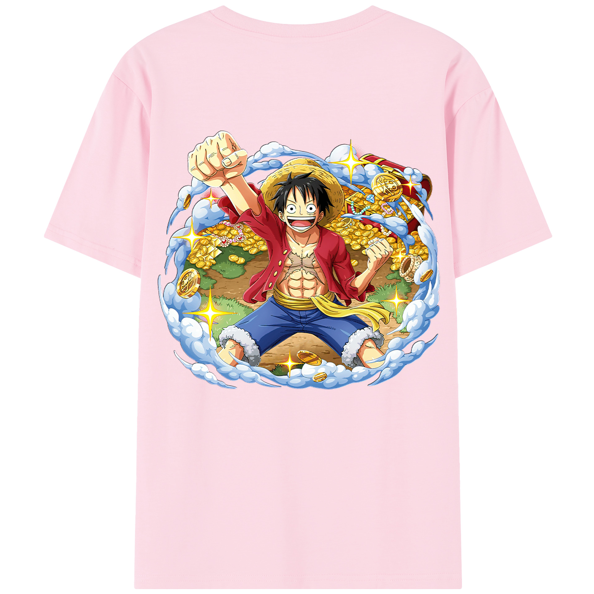 ワンピース モンキー・D・ルフィ ONE PIECE Monkey D. Luffy 綿100％半袖Tシャツ（背面プリント）