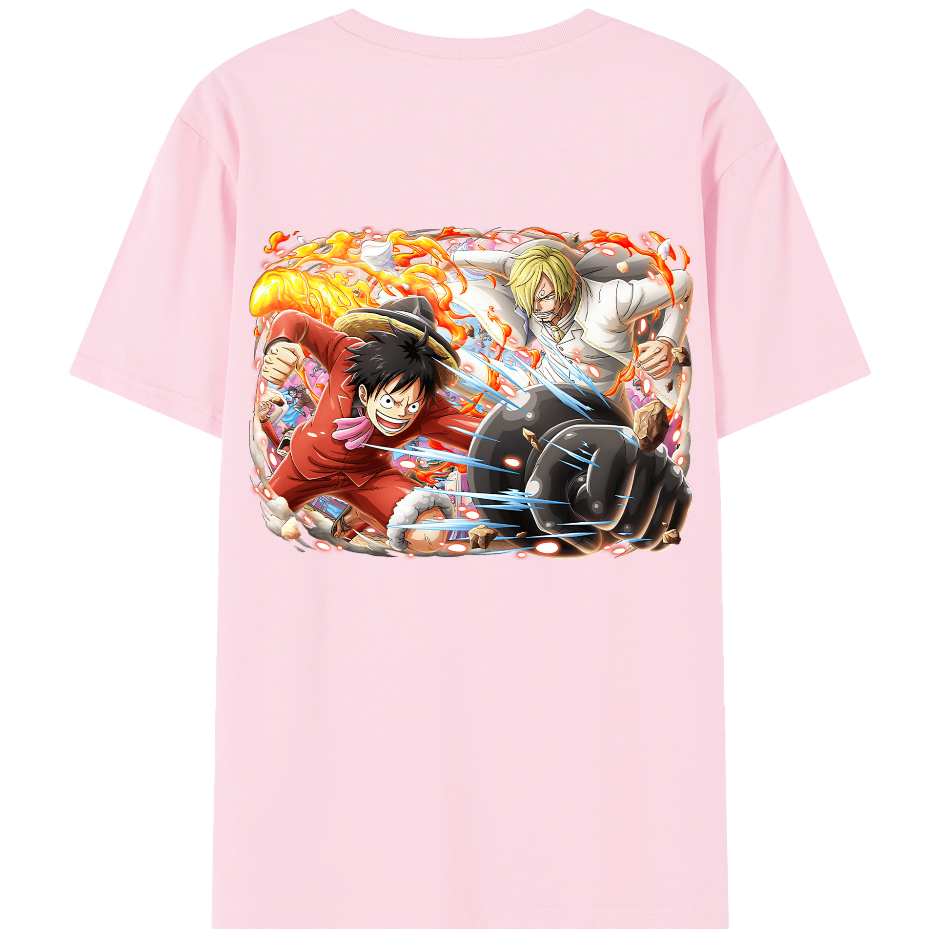 ワンピース モンキー・D・ルフィ ONE PIECE Monkey D. Luffy 綿100％半袖Tシャツ（背面プリント）