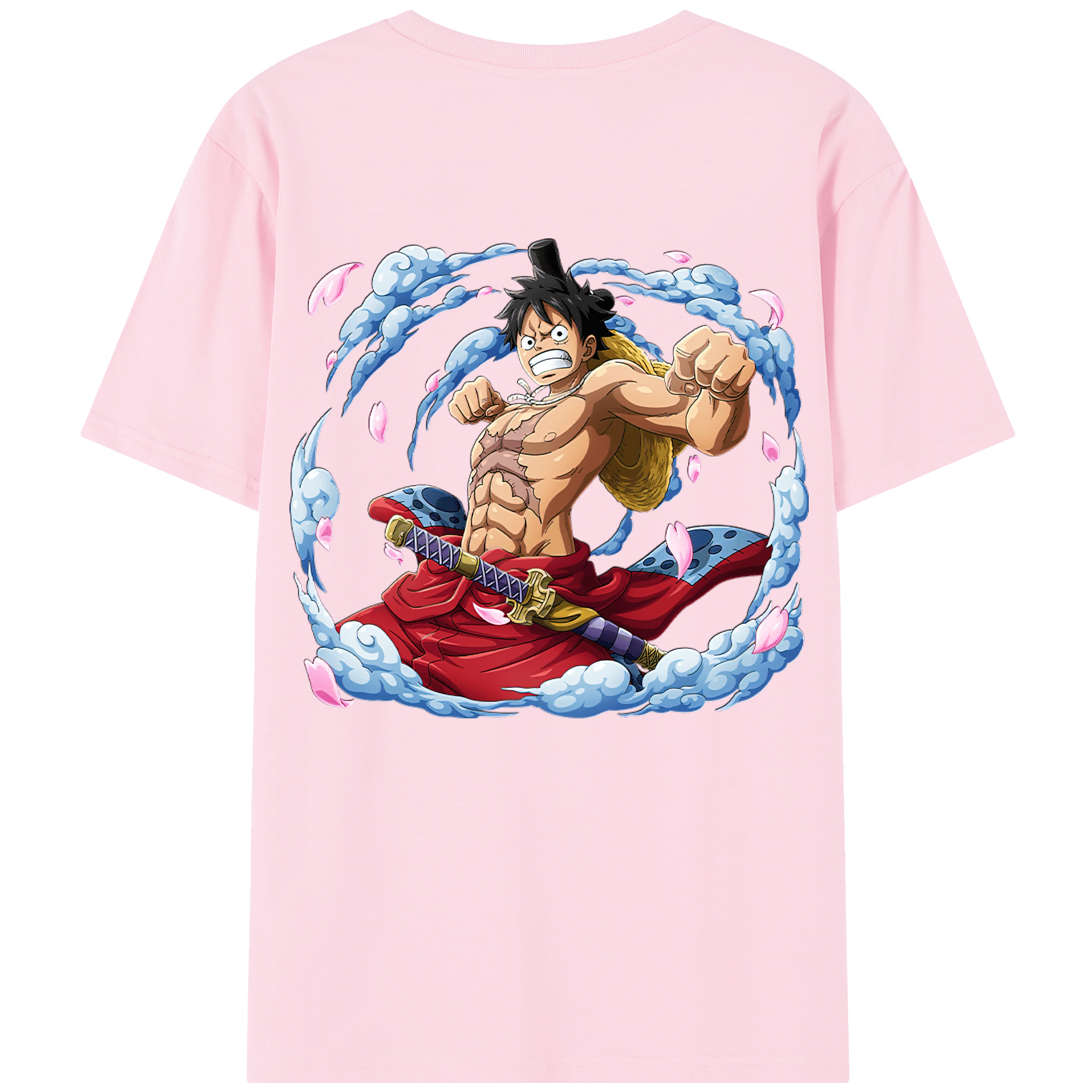 ワンピース モンキー・D・ルフィ ONE PIECE Monkey D. Luffy 綿100％半袖Tシャツ（背面プリント）