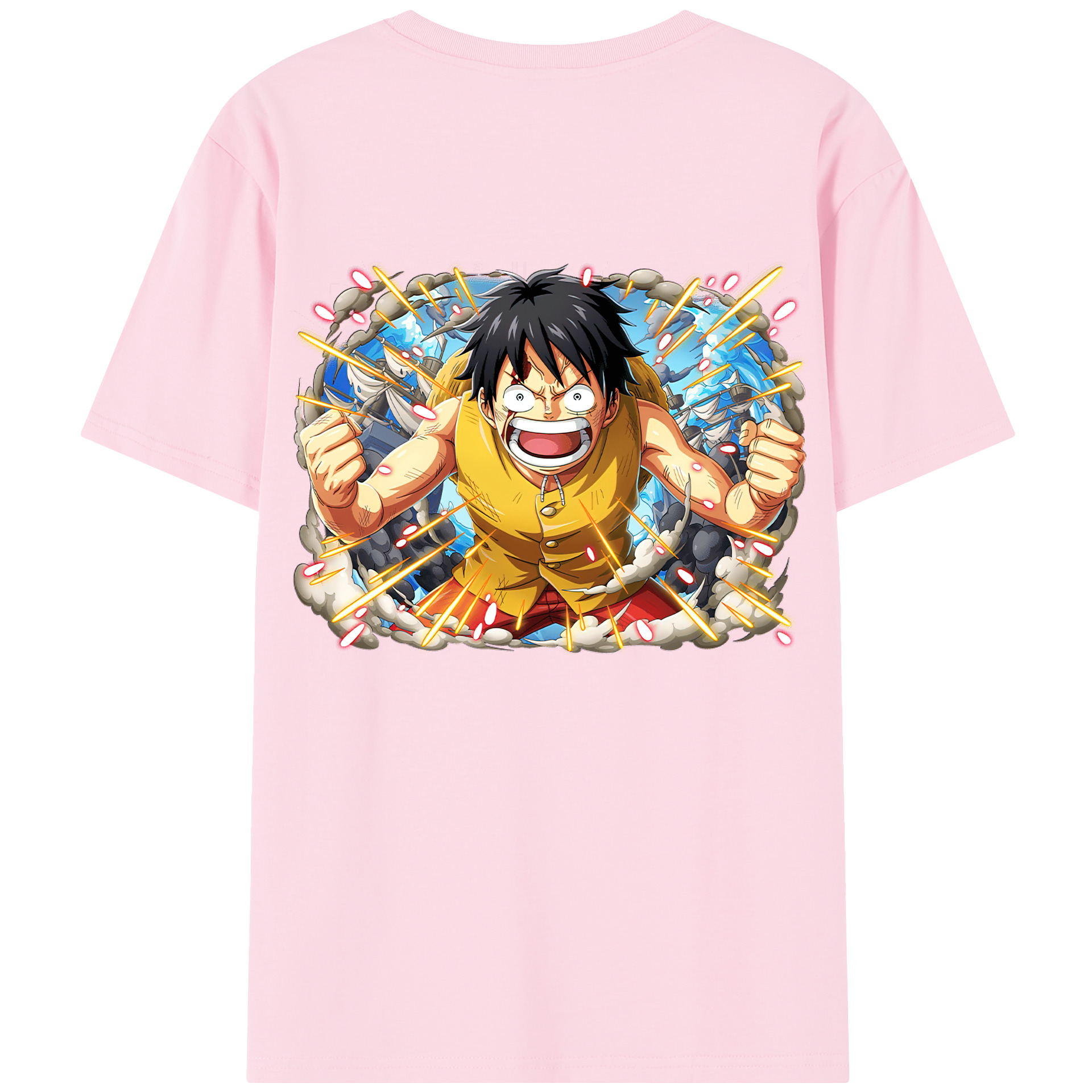 ワンピース モンキー・D・ルフィ ONE PIECE Monkey D. Luffy 綿100％半袖Tシャツ（背面プリント）