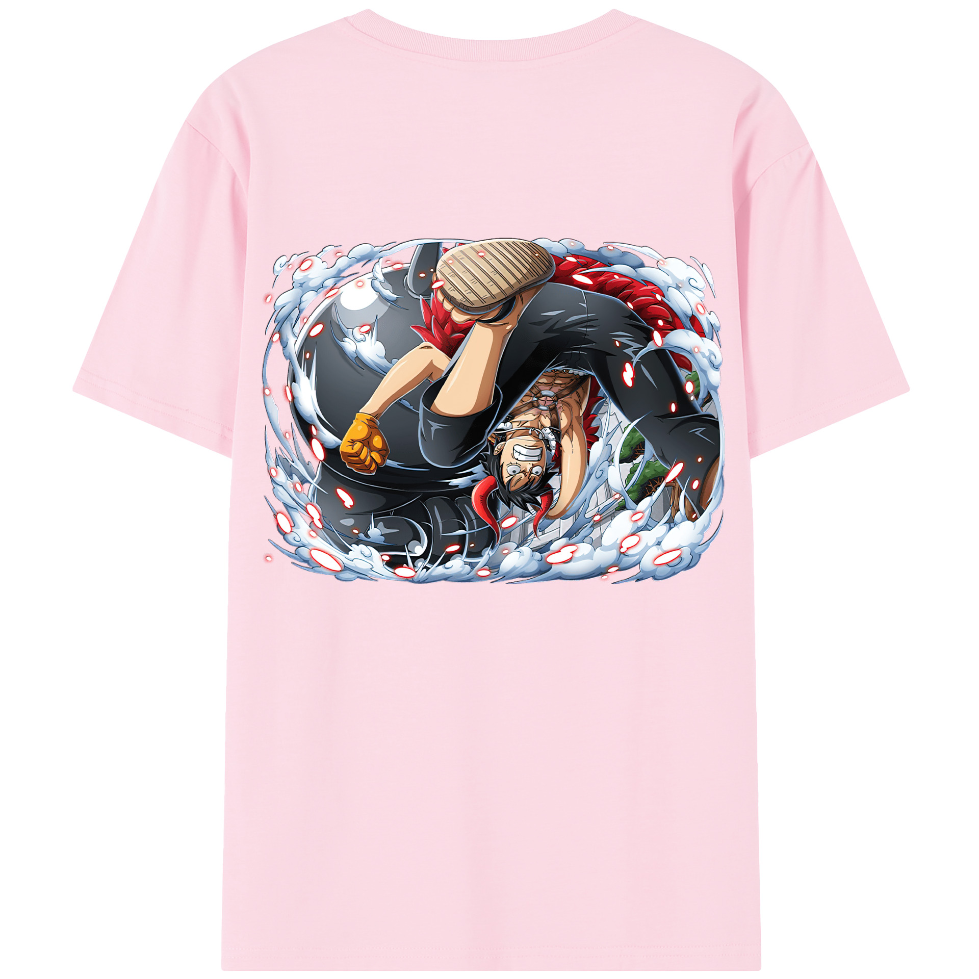 ワンピース モンキー・D・ルフィ ONE PIECE Monkey D. Luffy 綿100％半袖Tシャツ（背面プリント）