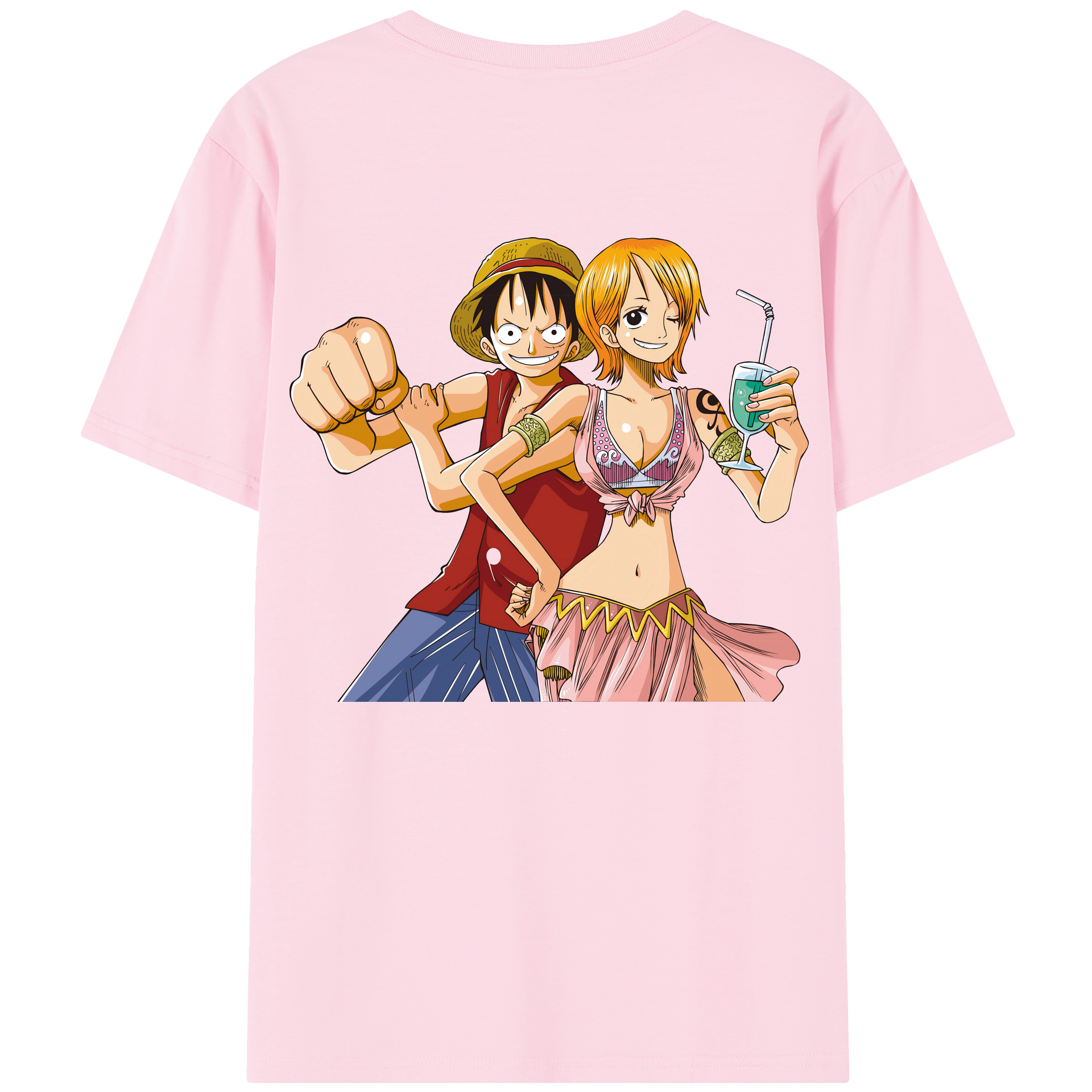 ワンピース モンキー・D・ルフィ ONE PIECE Monkey D. Luffy 綿100％半袖Tシャツ（背面プリント）
