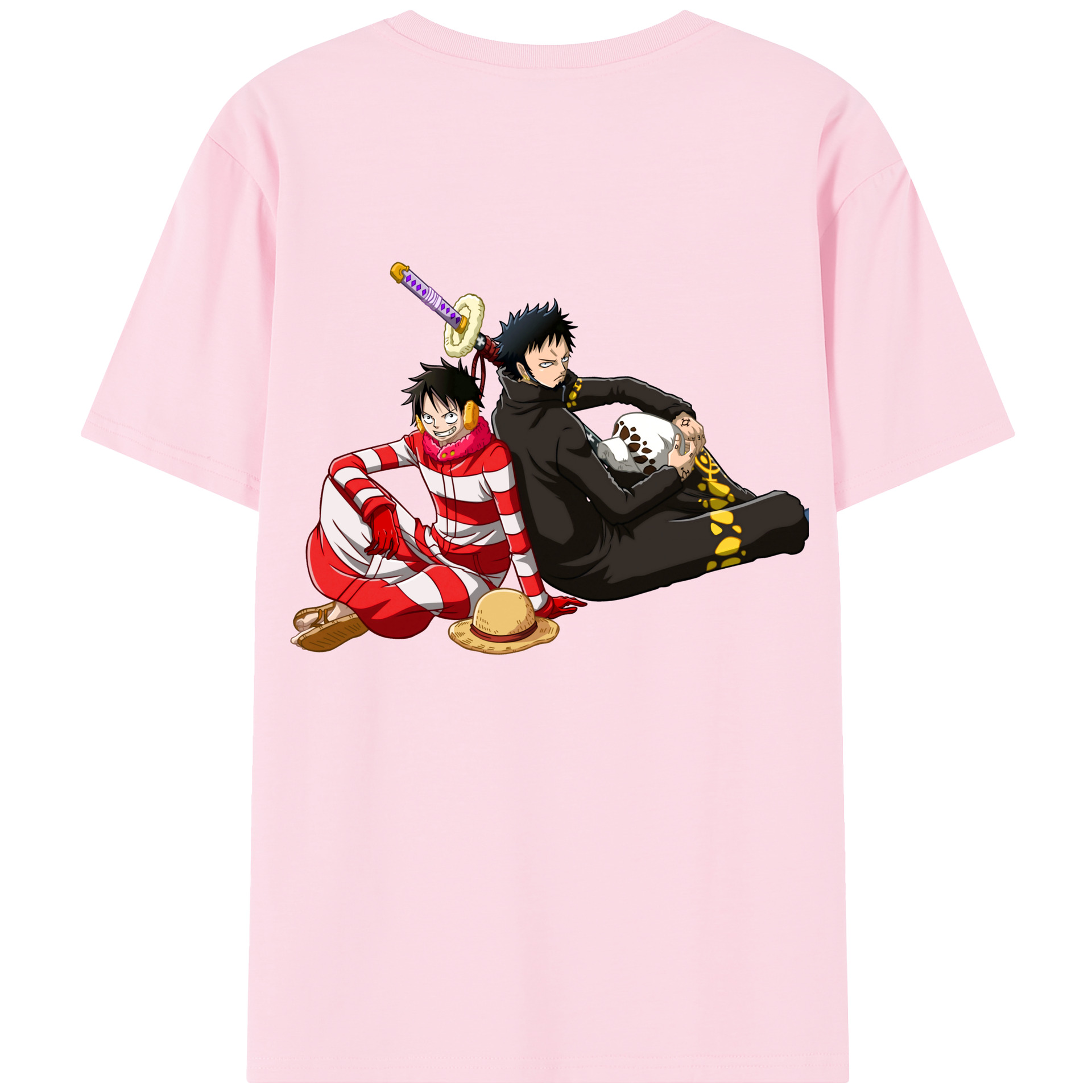 ワンピース モンキー・D・ルフィ ONE PIECE Monkey D. Luffy 綿100％半袖Tシャツ（背面プリント）