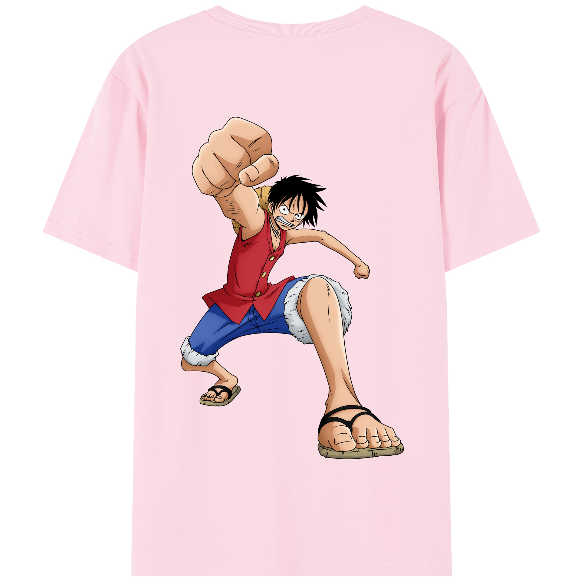 ワンピース モンキー・D・ルフィ ONE PIECE Monkey D. Luffy 綿100％半袖Tシャツ（背面プリント）