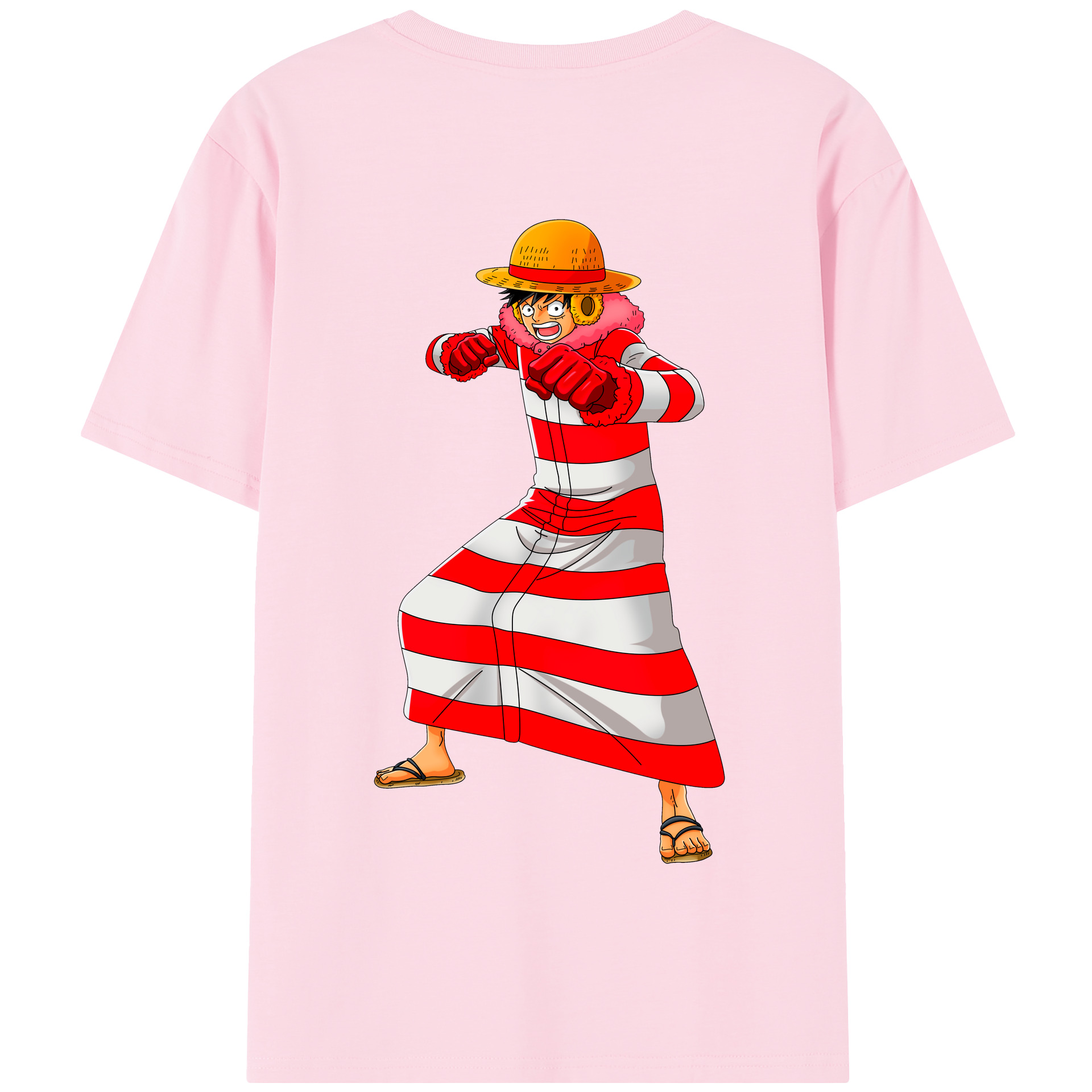 ワンピース モンキー・D・ルフィ ONE PIECE Monkey D. Luffy 綿100％半袖Tシャツ（背面プリント）