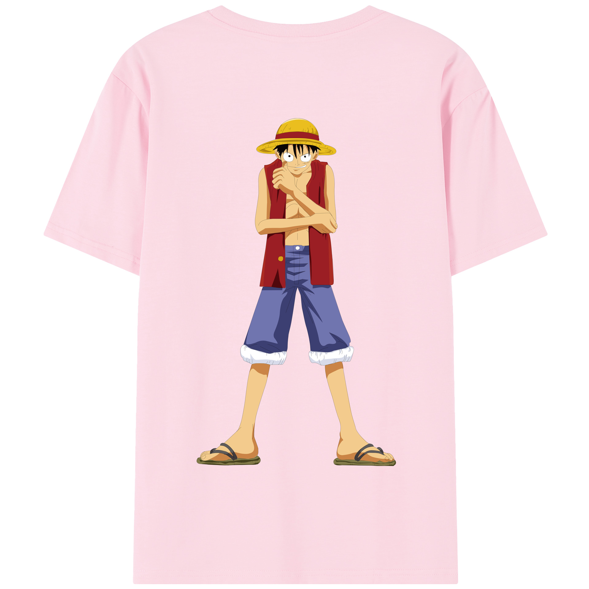 ワンピース モンキー・D・ルフィ ONE PIECE Monkey D. Luffy 綿100％半袖Tシャツ（背面プリント）