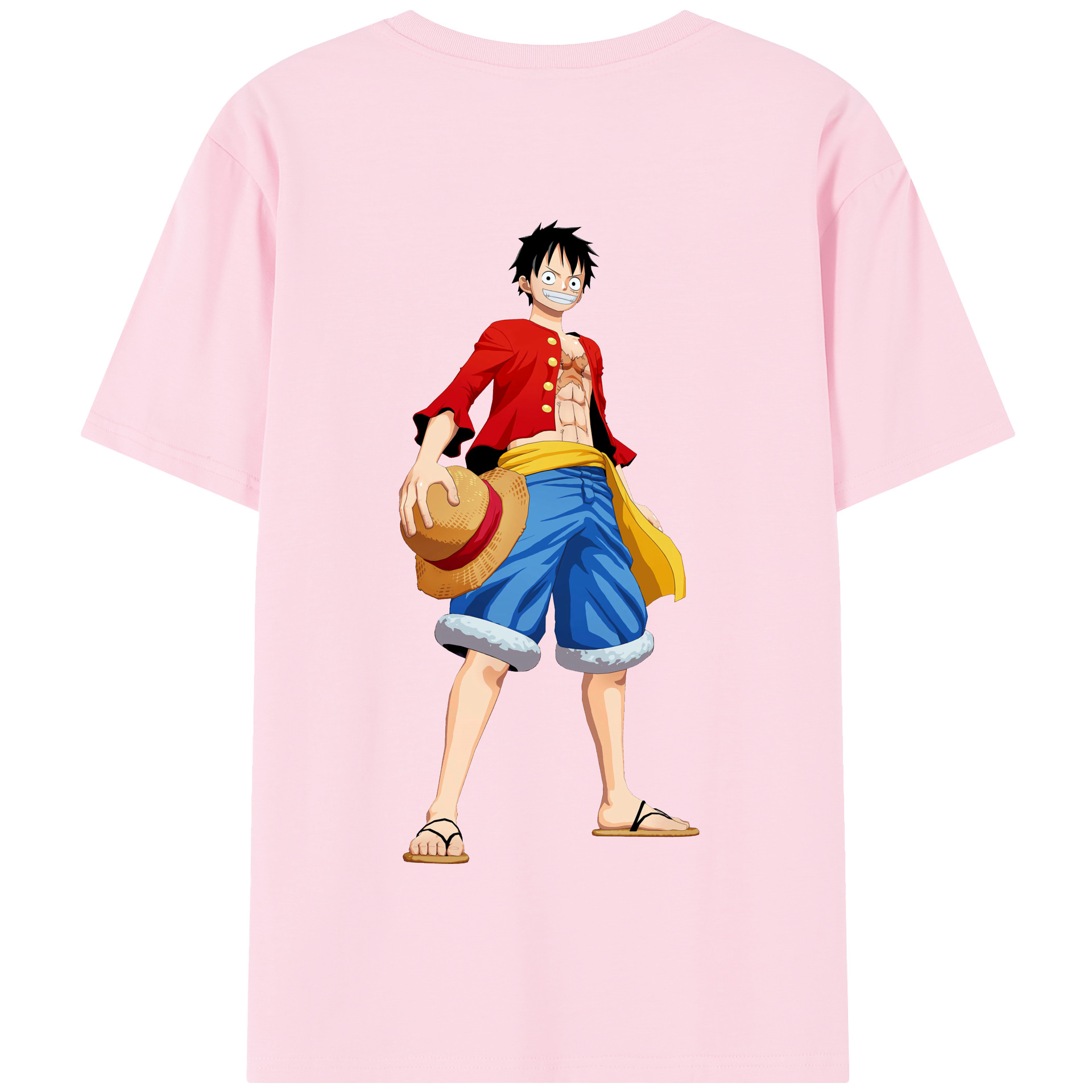 ワンピース モンキー・D・ルフィ ONE PIECE Monkey D. Luffy 綿100％半袖Tシャツ（背面プリント）