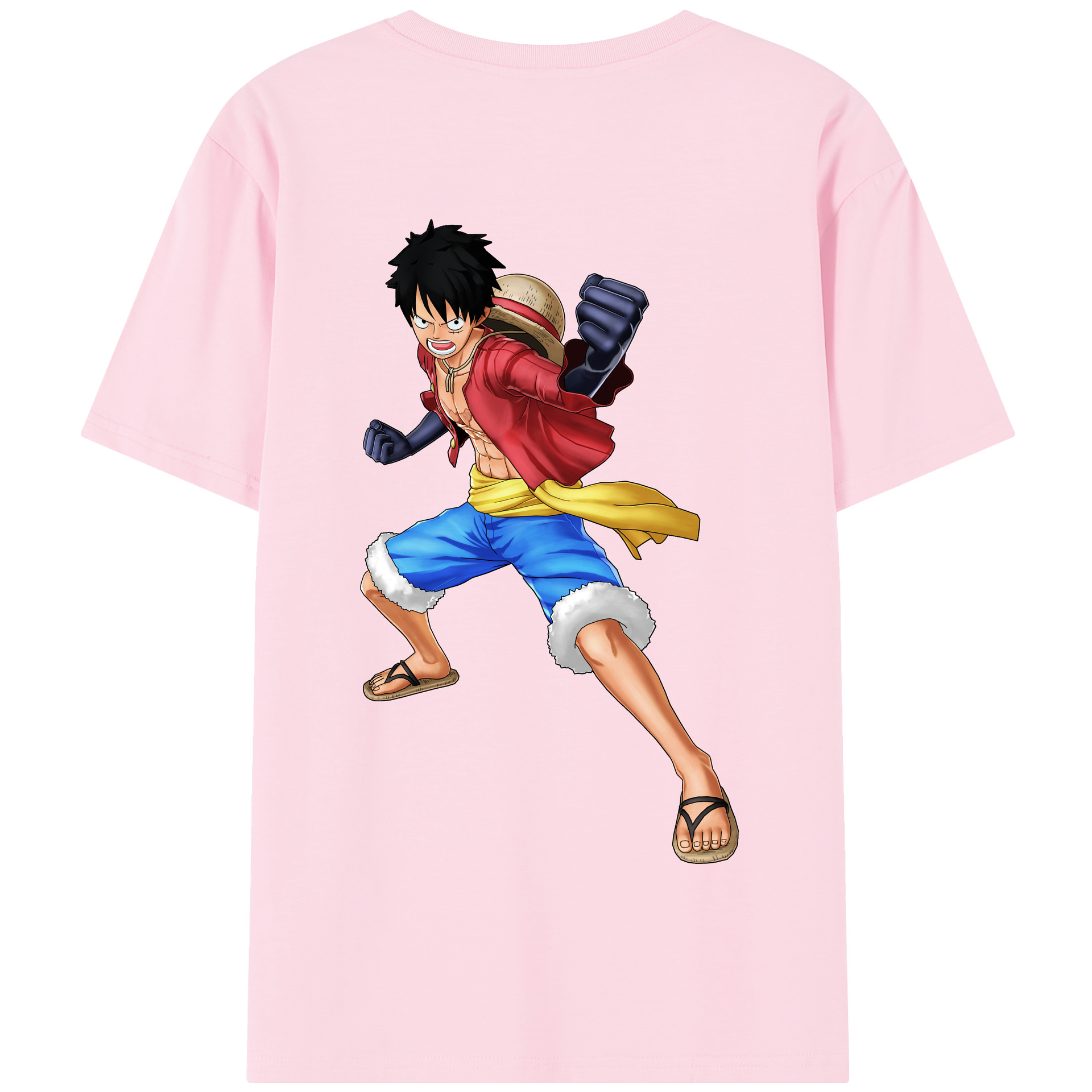 ワンピース モンキー・D・ルフィ ONE PIECE Monkey D. Luffy 綿100％半袖Tシャツ（背面プリント）