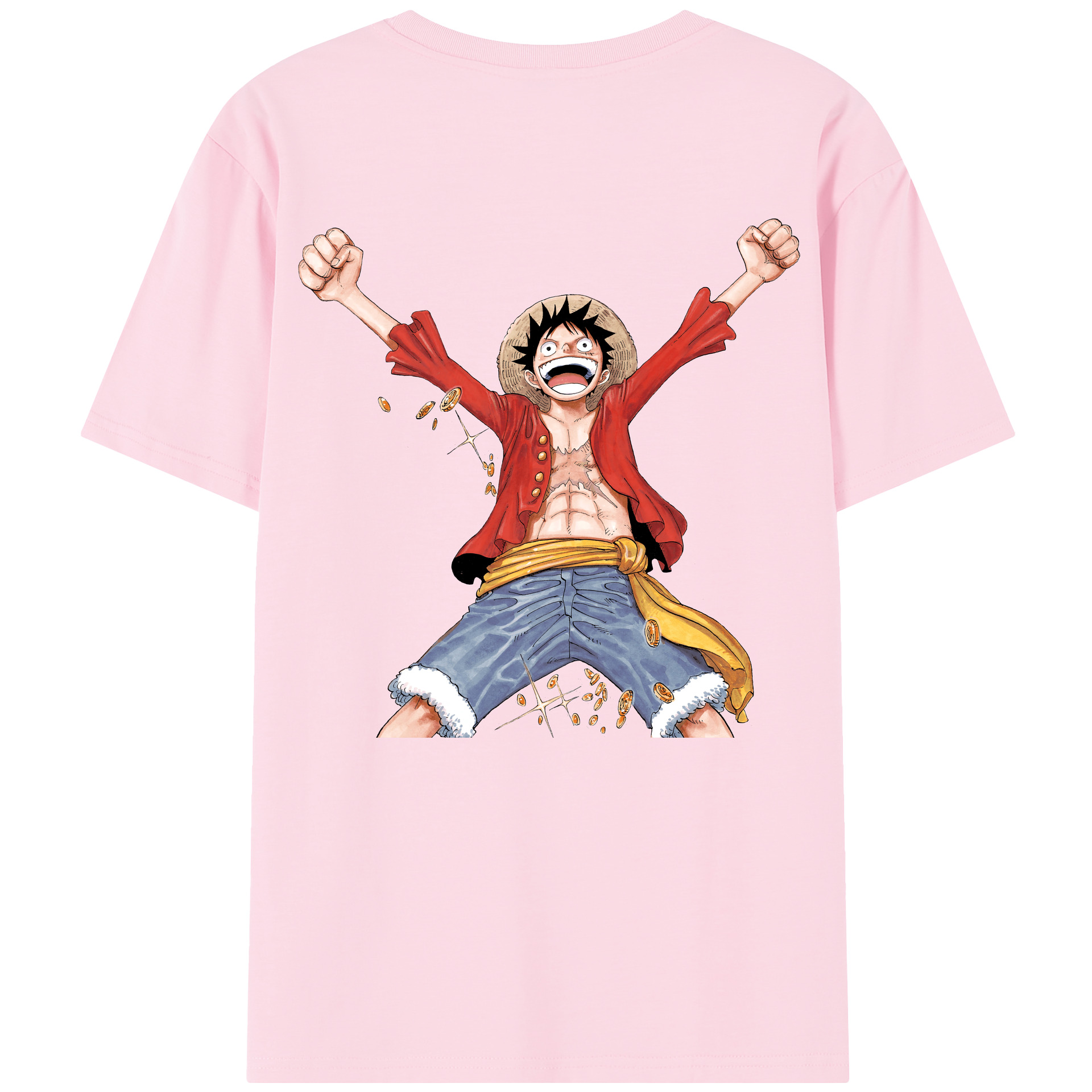ワンピース モンキー・D・ルフィ ONE PIECE Monkey D. Luffy 綿100％半袖Tシャツ（背面プリント）