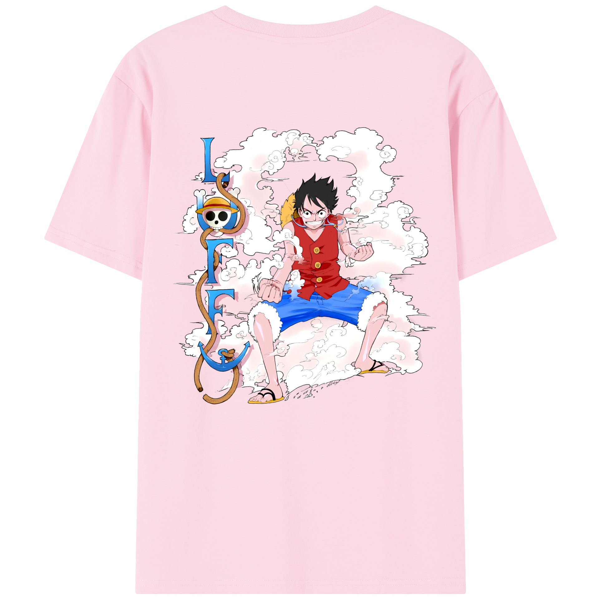ワンピース モンキー・D・ルフィ ONE PIECE Monkey D. Luffy 綿100％半袖Tシャツ（背面プリント）