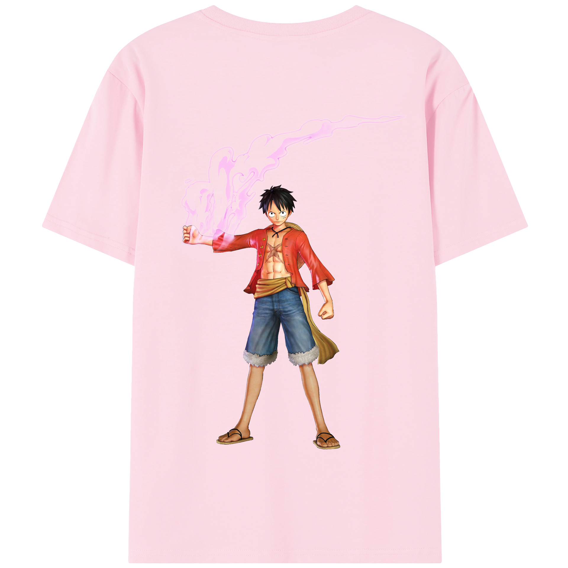 ワンピース モンキー・D・ルフィ ONE PIECE Monkey D. Luffy 綿100％半袖Tシャツ（背面プリント）