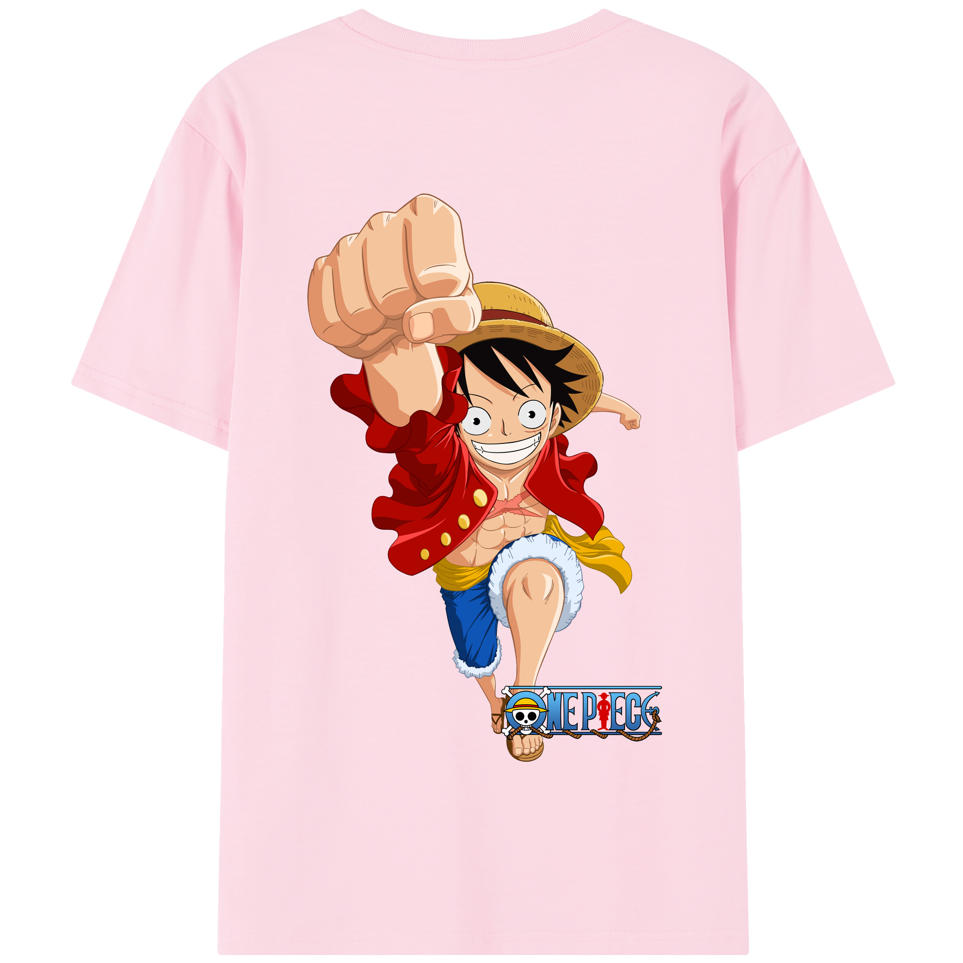 ワンピース モンキー・D・ルフィ ONE PIECE Monkey D. Luffy 綿100％半袖Tシャツ（背面プリント）