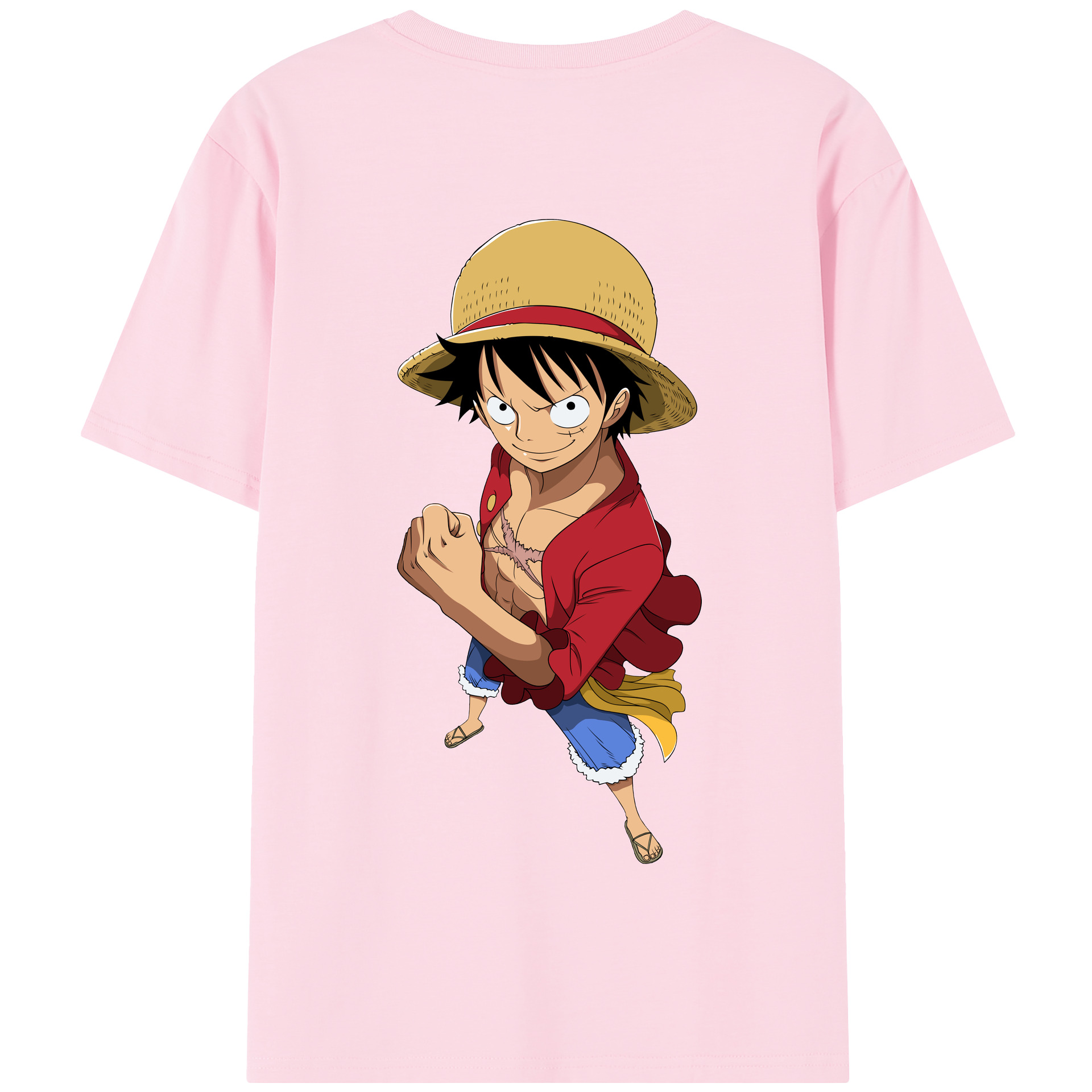 ワンピース モンキー・D・ルフィ ONE PIECE Monkey D. Luffy 綿100％半袖Tシャツ（背面プリント）