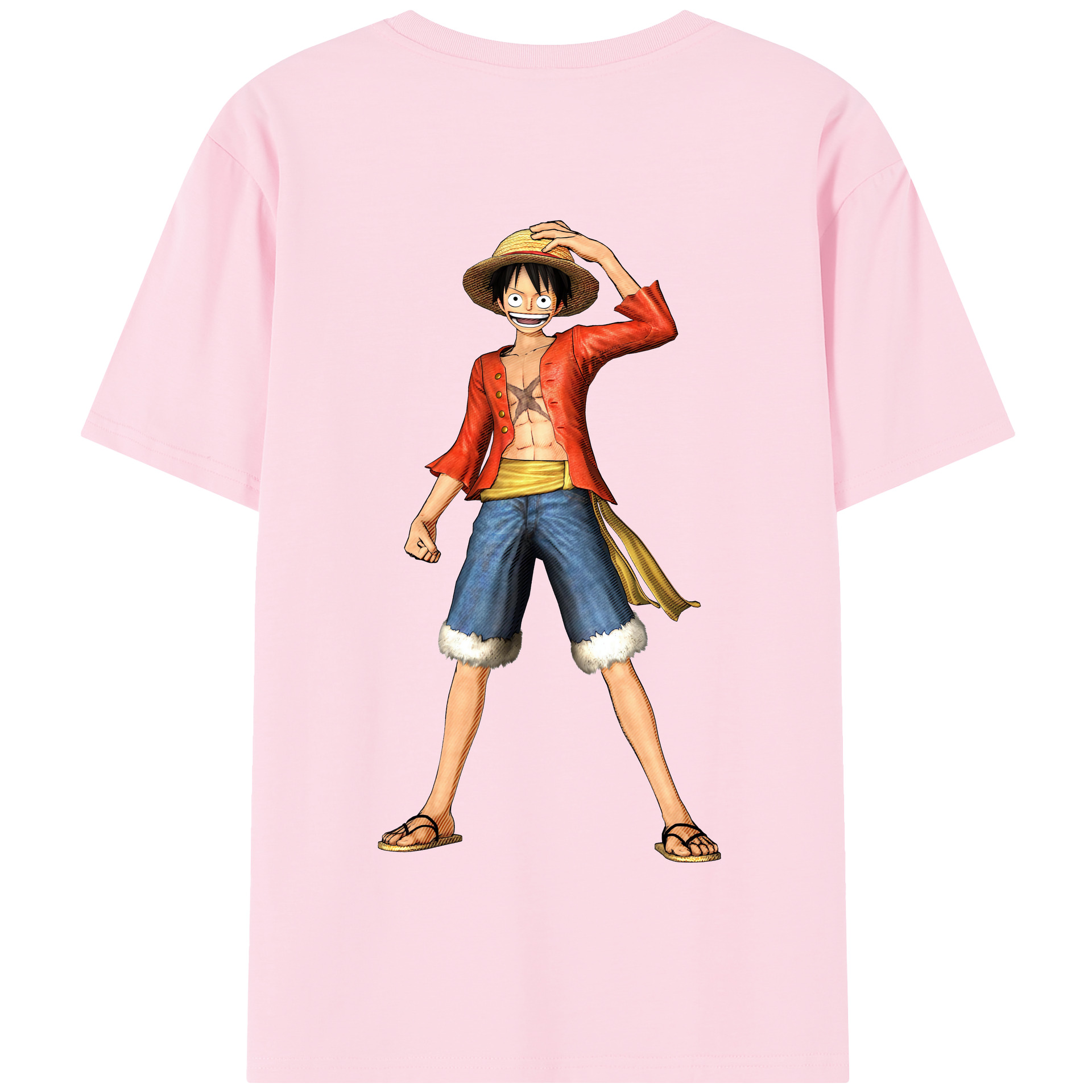 ワンピース モンキー・D・ルフィ ONE PIECE Monkey D. Luffy 綿100％半袖Tシャツ（背面プリント）