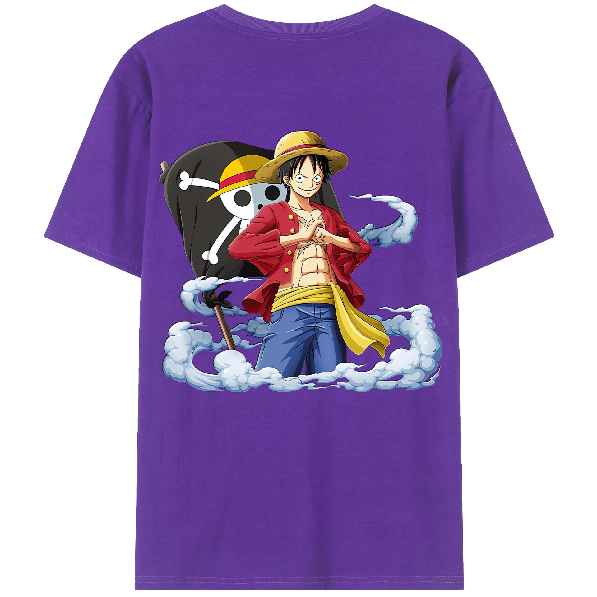 ワンピース モンキー・D・ルフィ ONE PIECE Monkey D. Luffy 綿100％半袖Tシャツ（背面プリント）