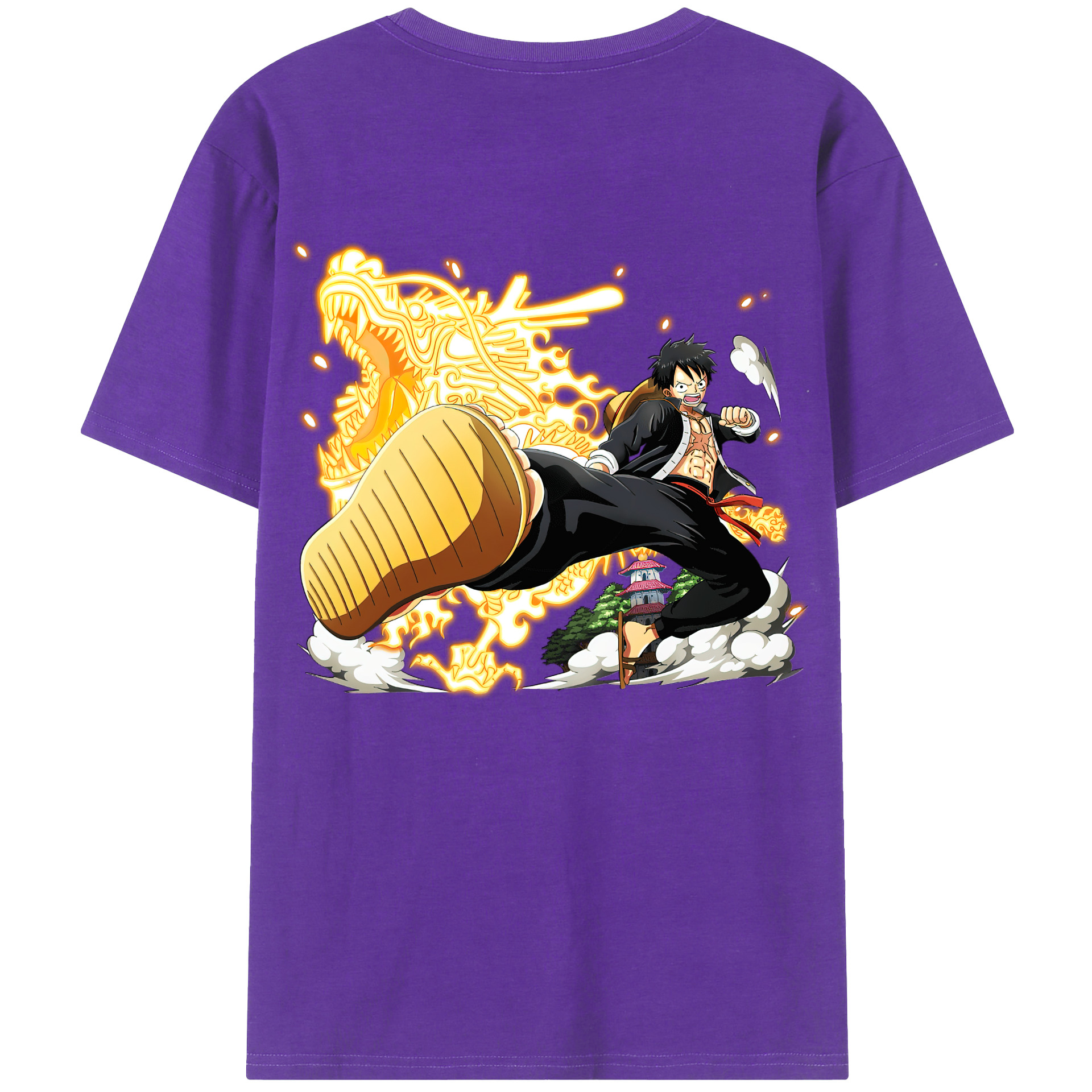 ワンピース モンキー・D・ルフィ ONE PIECE Monkey D. Luffy 綿100％半袖Tシャツ（背面プリント）