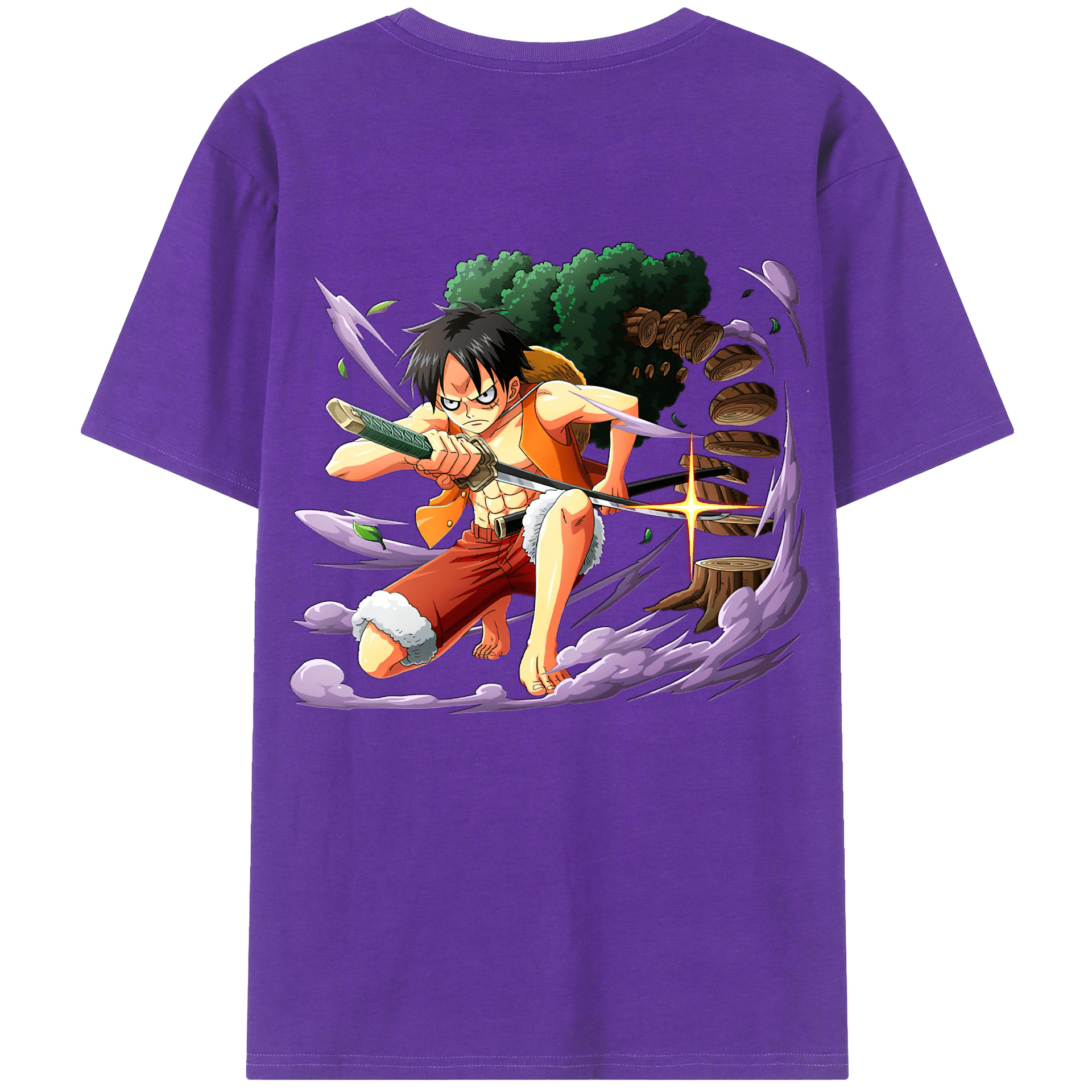 ワンピース モンキー・D・ルフィ ONE PIECE Monkey D. Luffy 綿100％半袖Tシャツ（背面プリント）