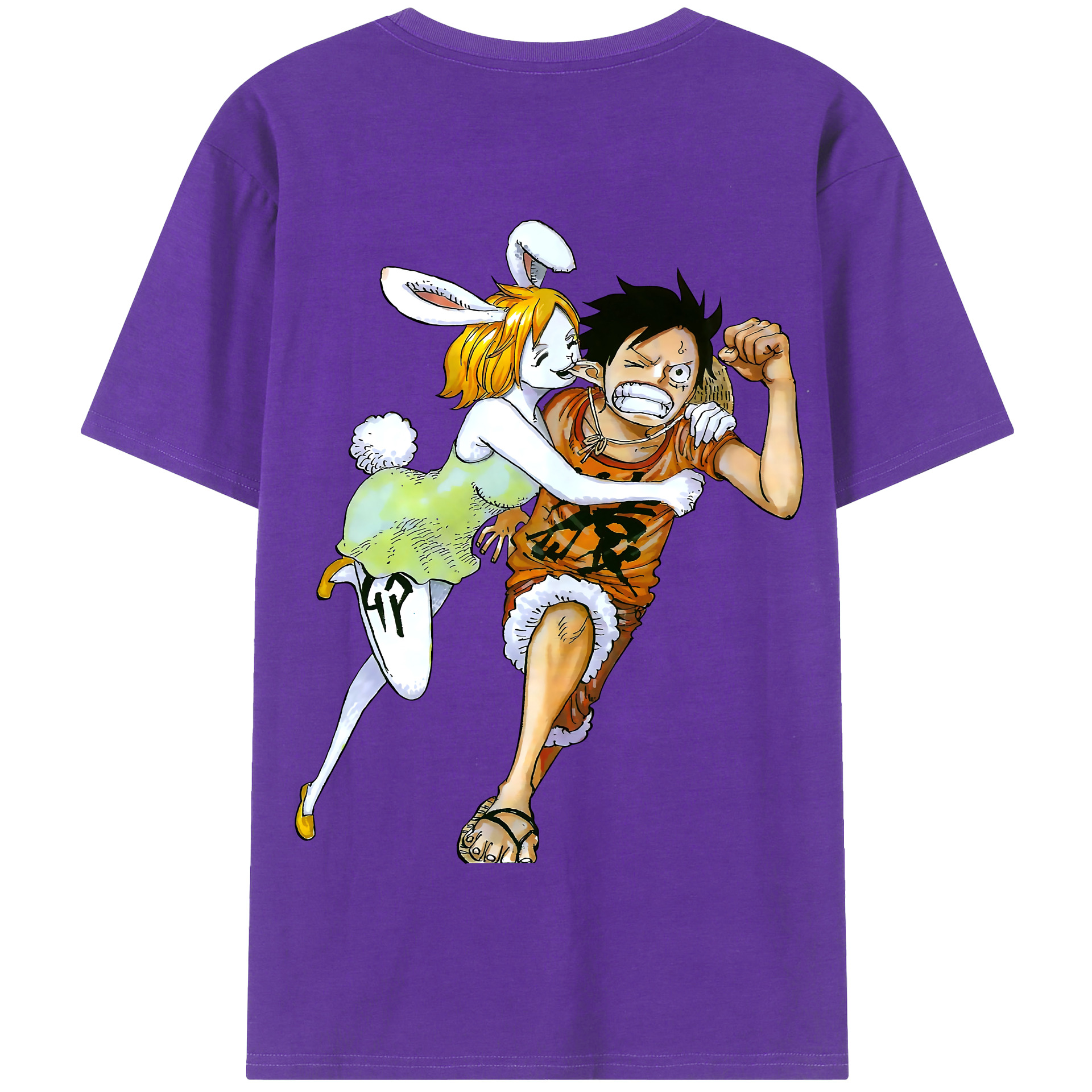 ワンピース モンキー・D・ルフィ ONE PIECE Monkey D. Luffy 綿100％半袖Tシャツ（背面プリント）