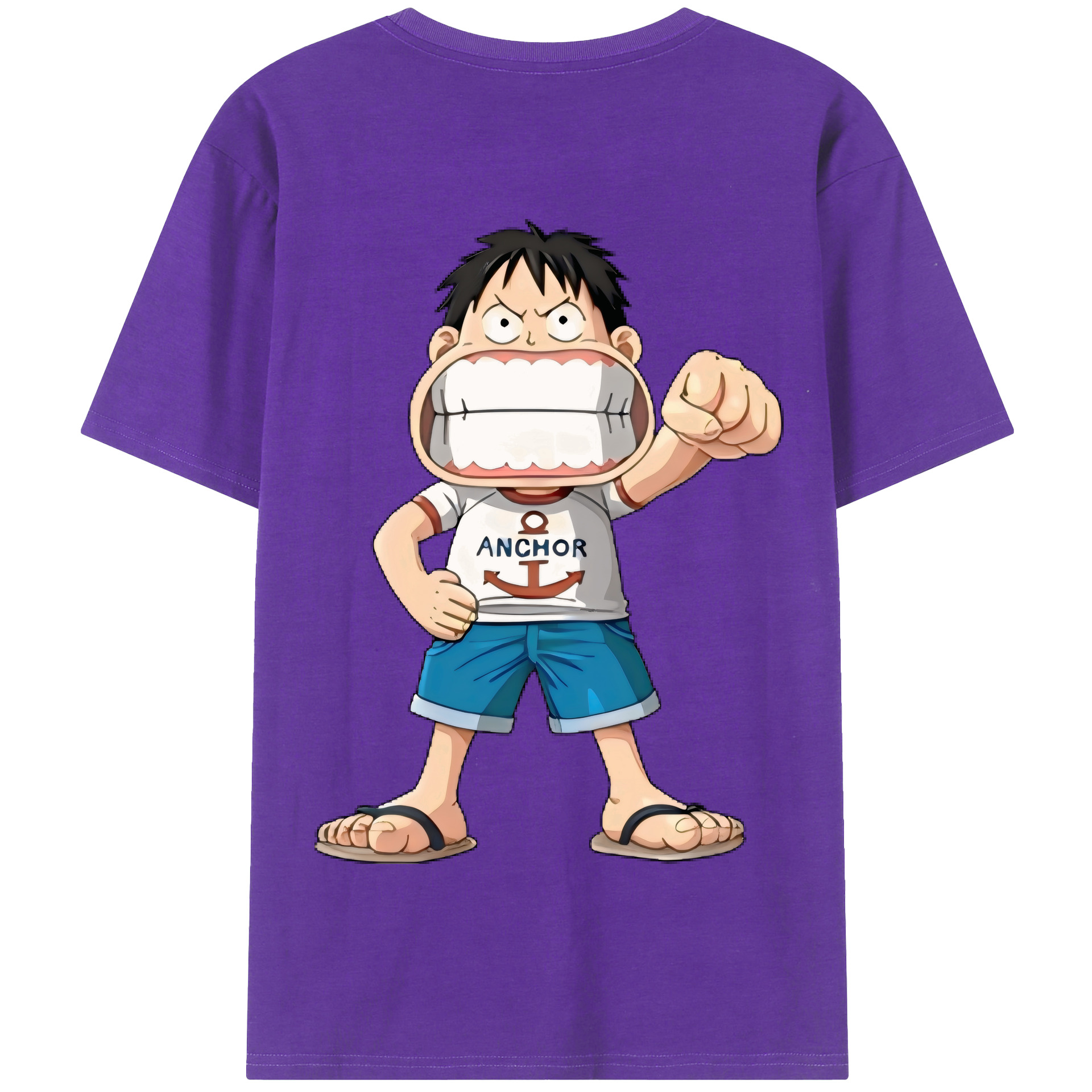 ワンピース モンキー・D・ルフィ ONE PIECE Monkey D. Luffy 綿100％半袖Tシャツ（背面プリント）
