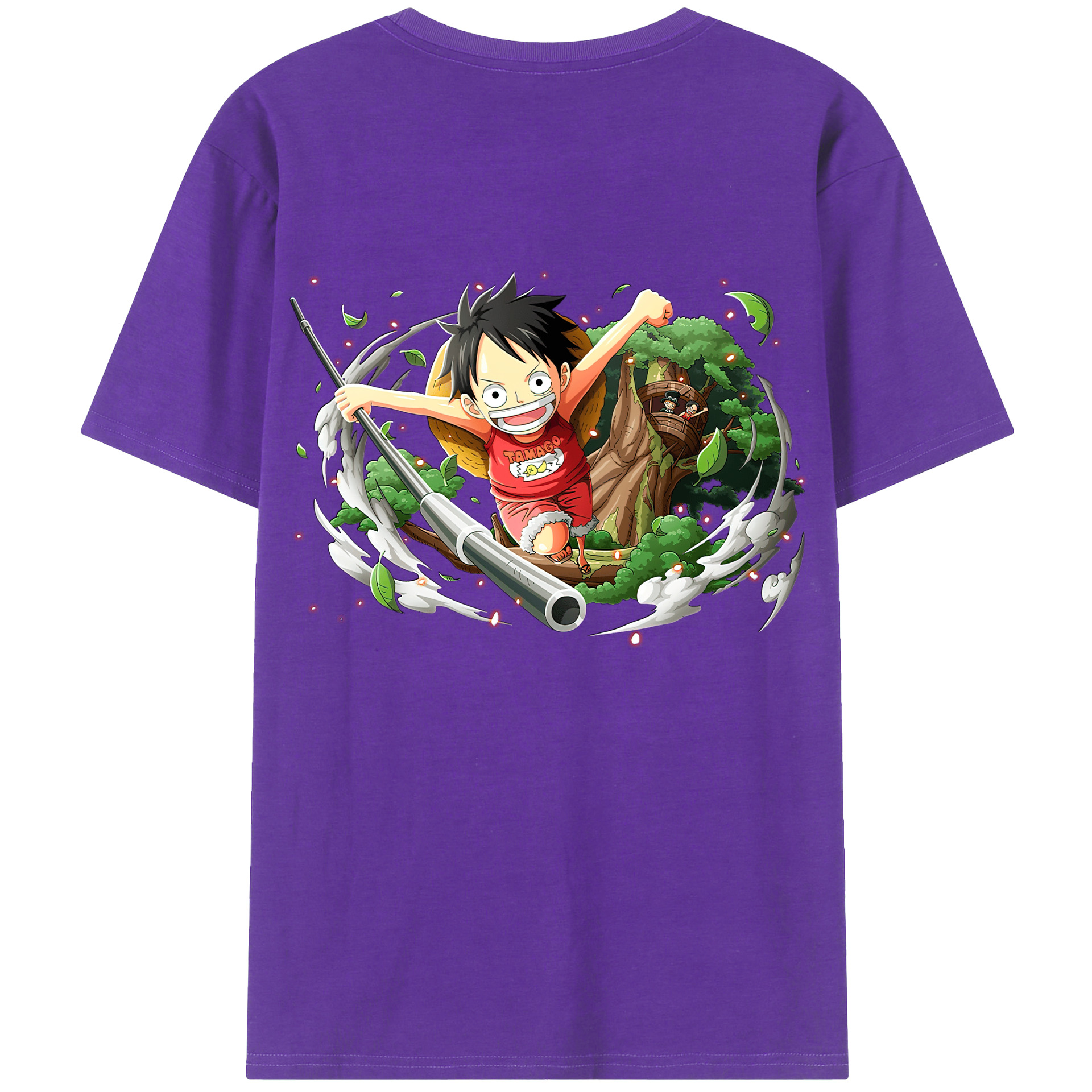 ワンピース モンキー・D・ルフィ ONE PIECE Monkey D. Luffy 綿100％半袖Tシャツ（背面プリント）