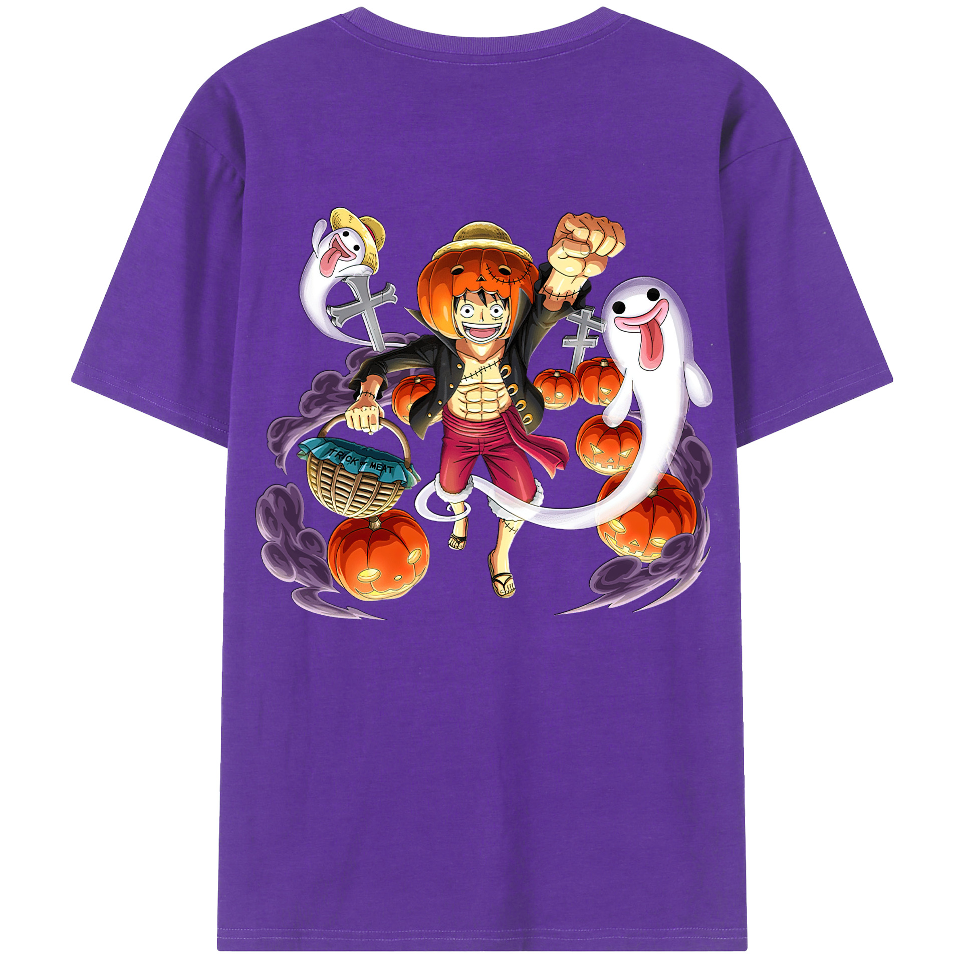 ワンピース モンキー・D・ルフィ ONE PIECE Monkey D. Luffy 綿100％半袖Tシャツ（背面プリント）